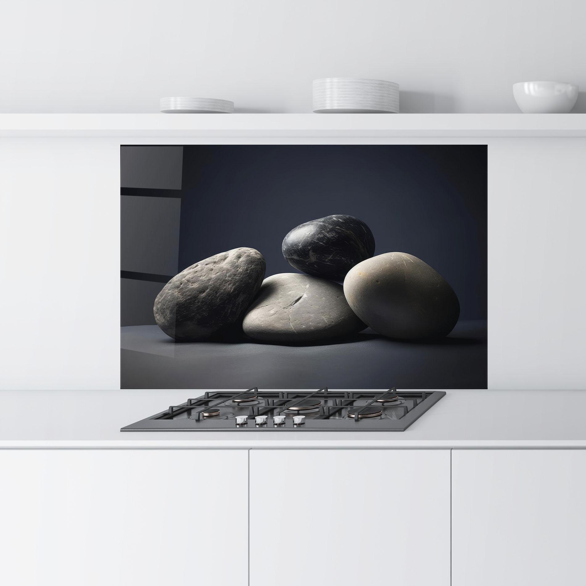Küchenrückwand Glas Grey Stone mockup 9