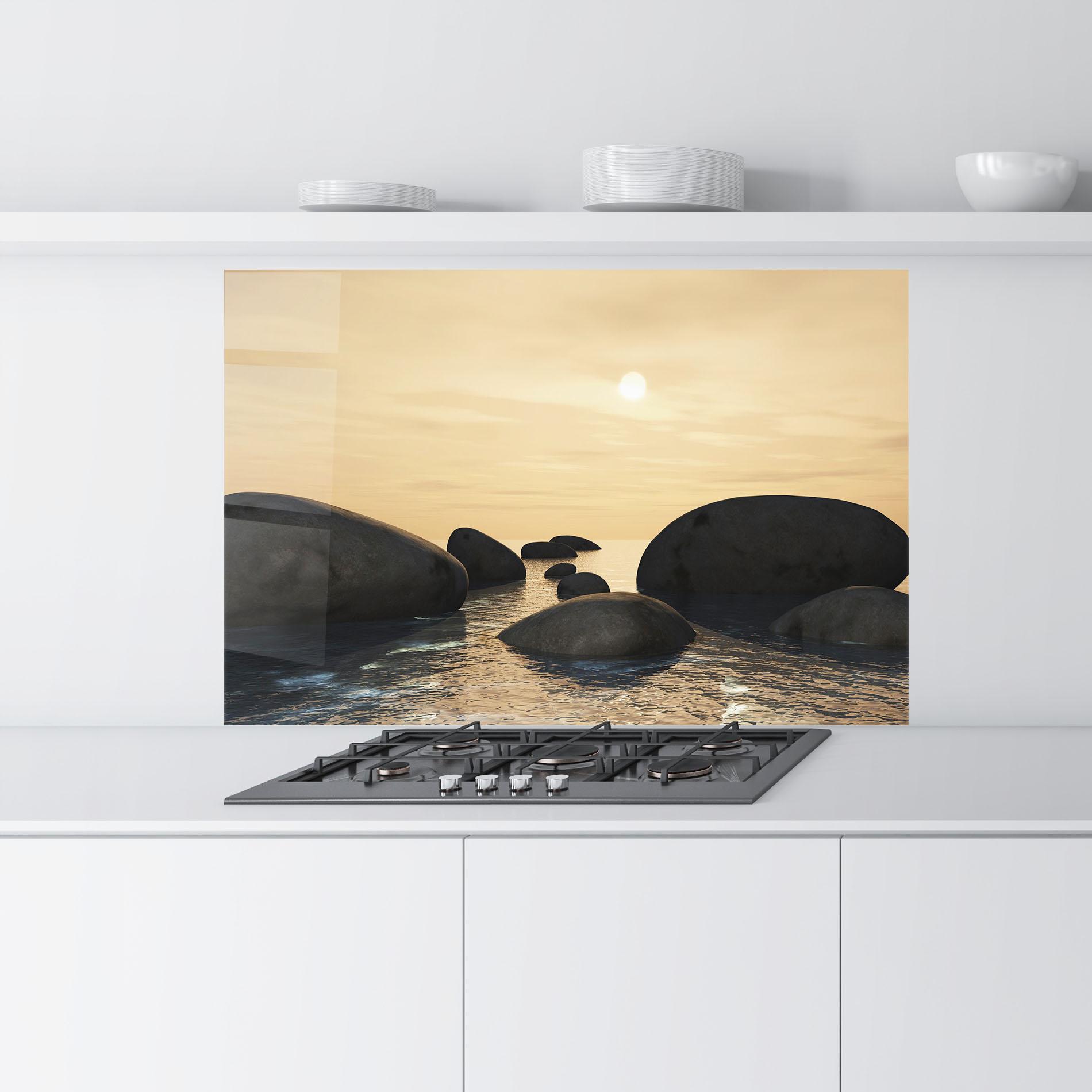 Küchenrückwand Glas Peace Rock mockup 9
