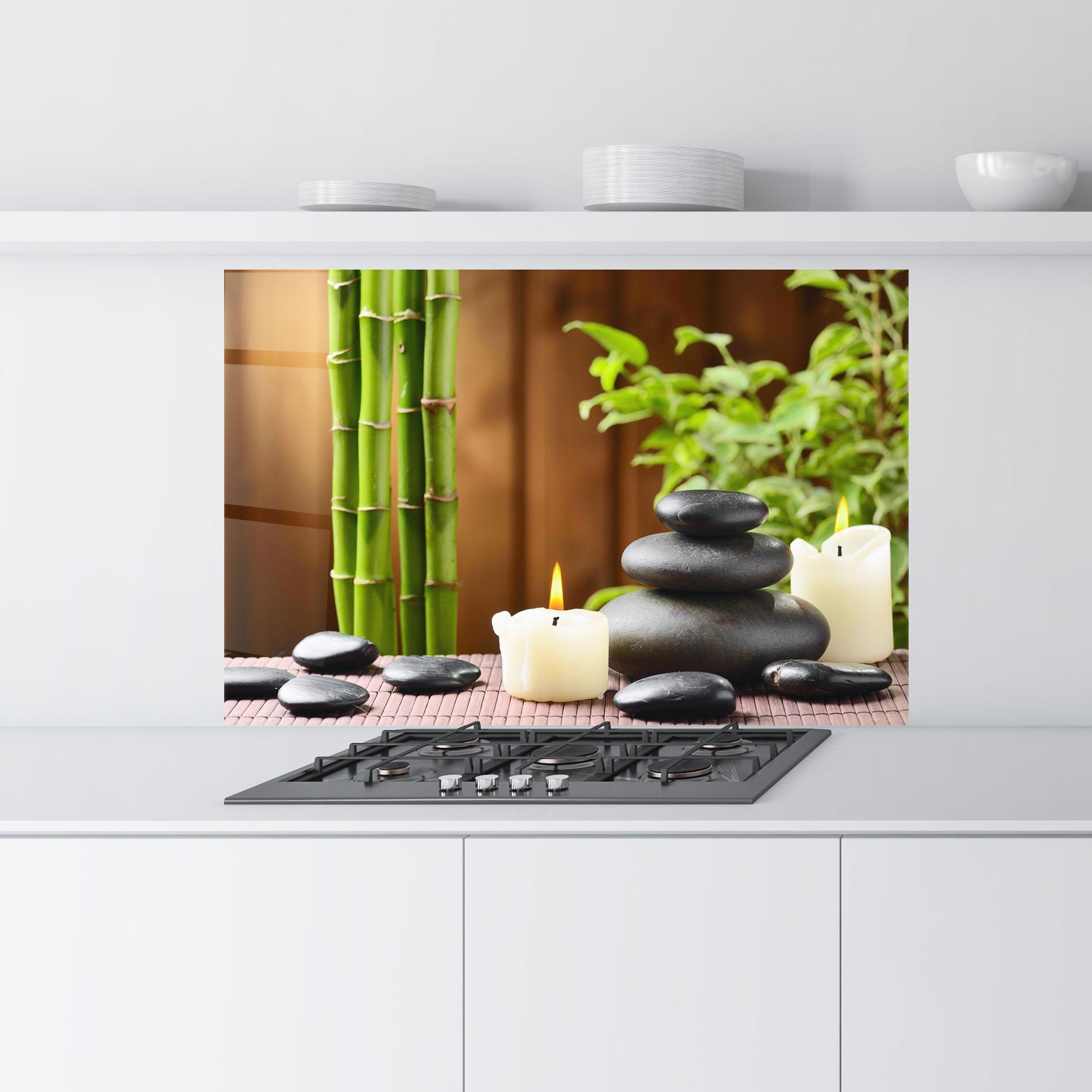 Küchenrückwand Glas Spa Rocks mockup 9