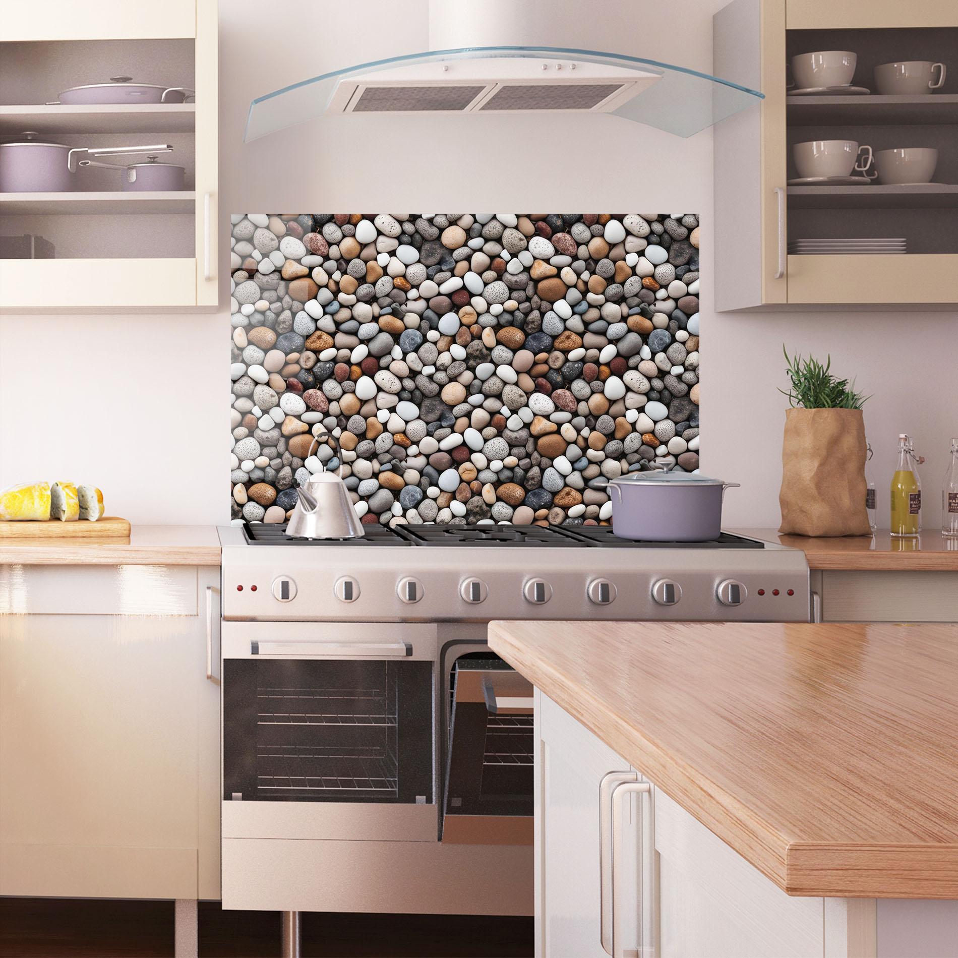 Küchenrückwand Glas Cream White Rocks mockup 1