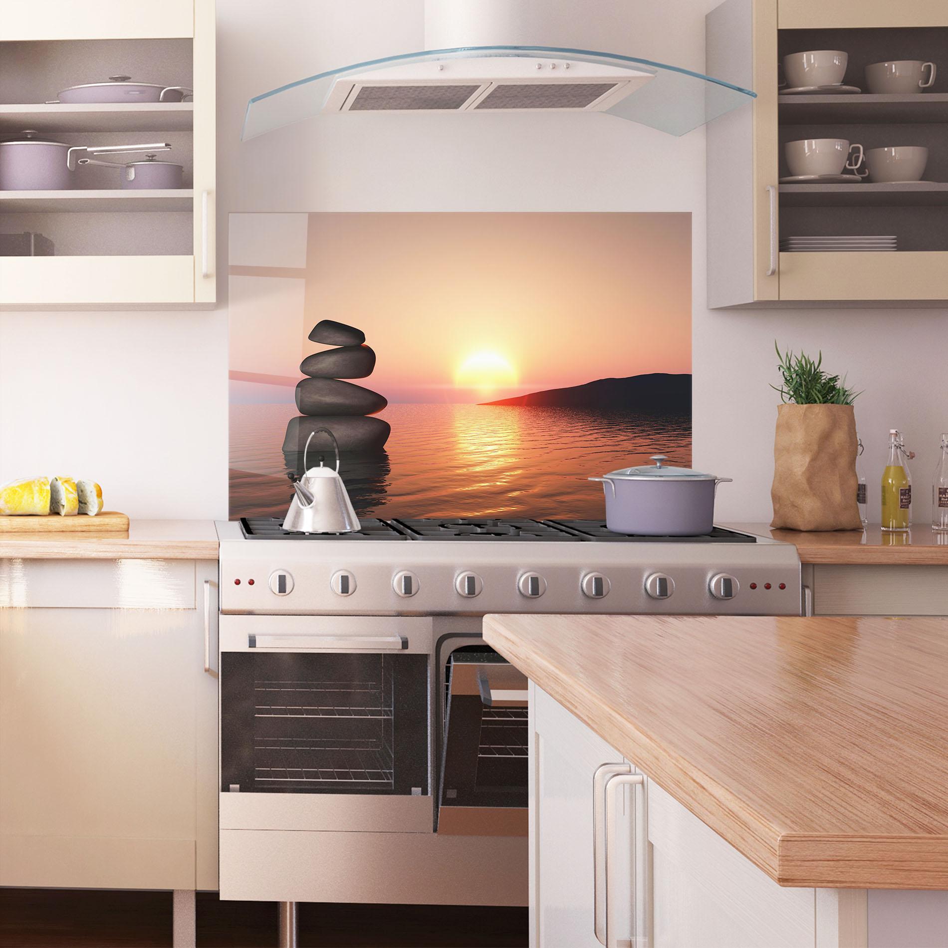 Küchenrückwand Glas Peace And Sunset mockup 1