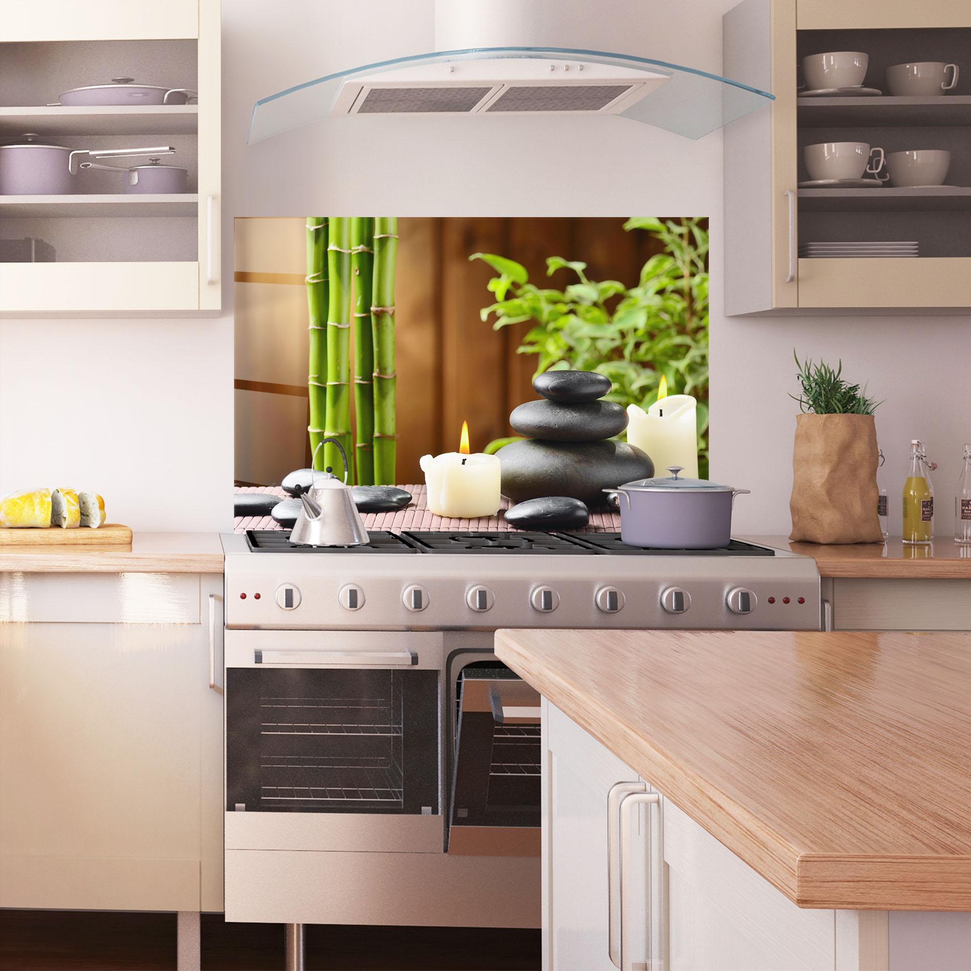 Küchenrückwand Glas Spa Rocks mockup 1