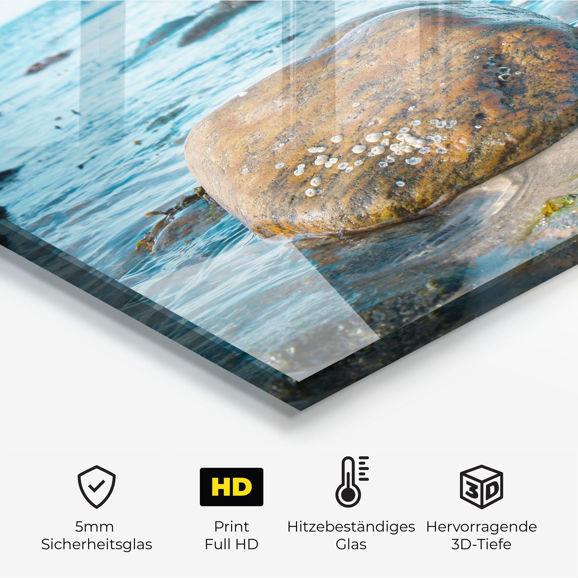 Küchenrückwand Glas Beach Stones mockup 2