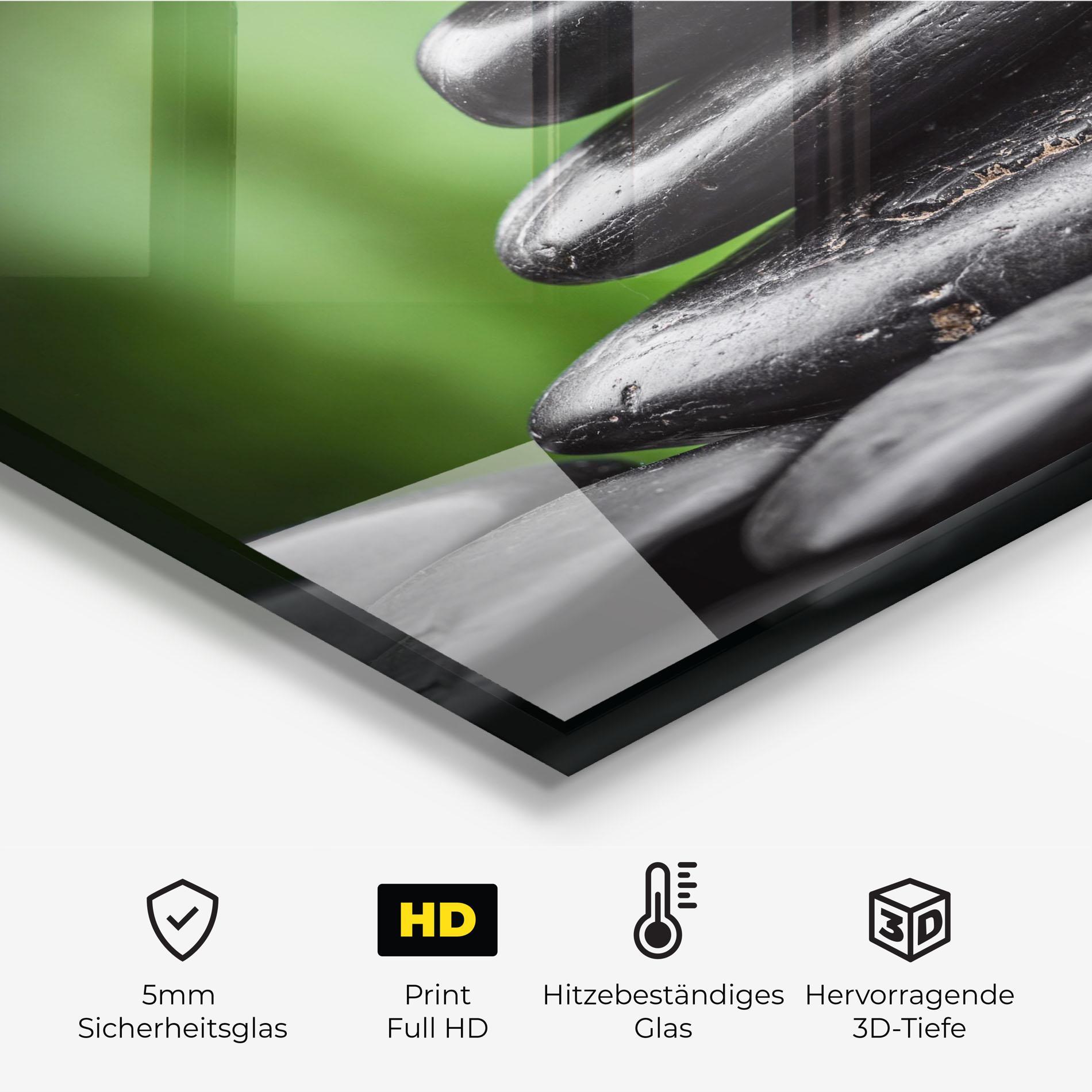 Küchenrückwand Glas Black Stone Meditation mockup 2