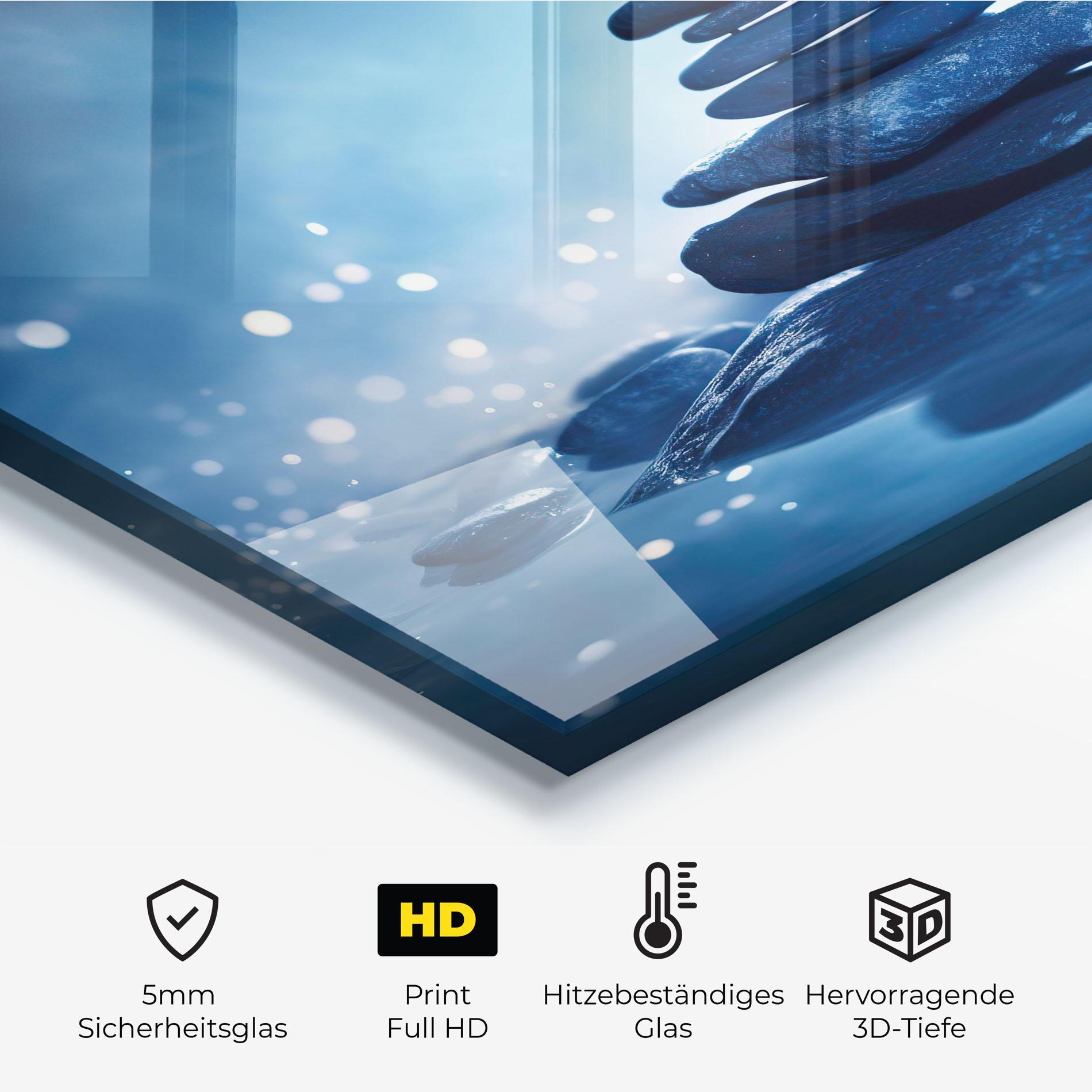 Küchenrückwand Glas Blue Light Stone mockup 2