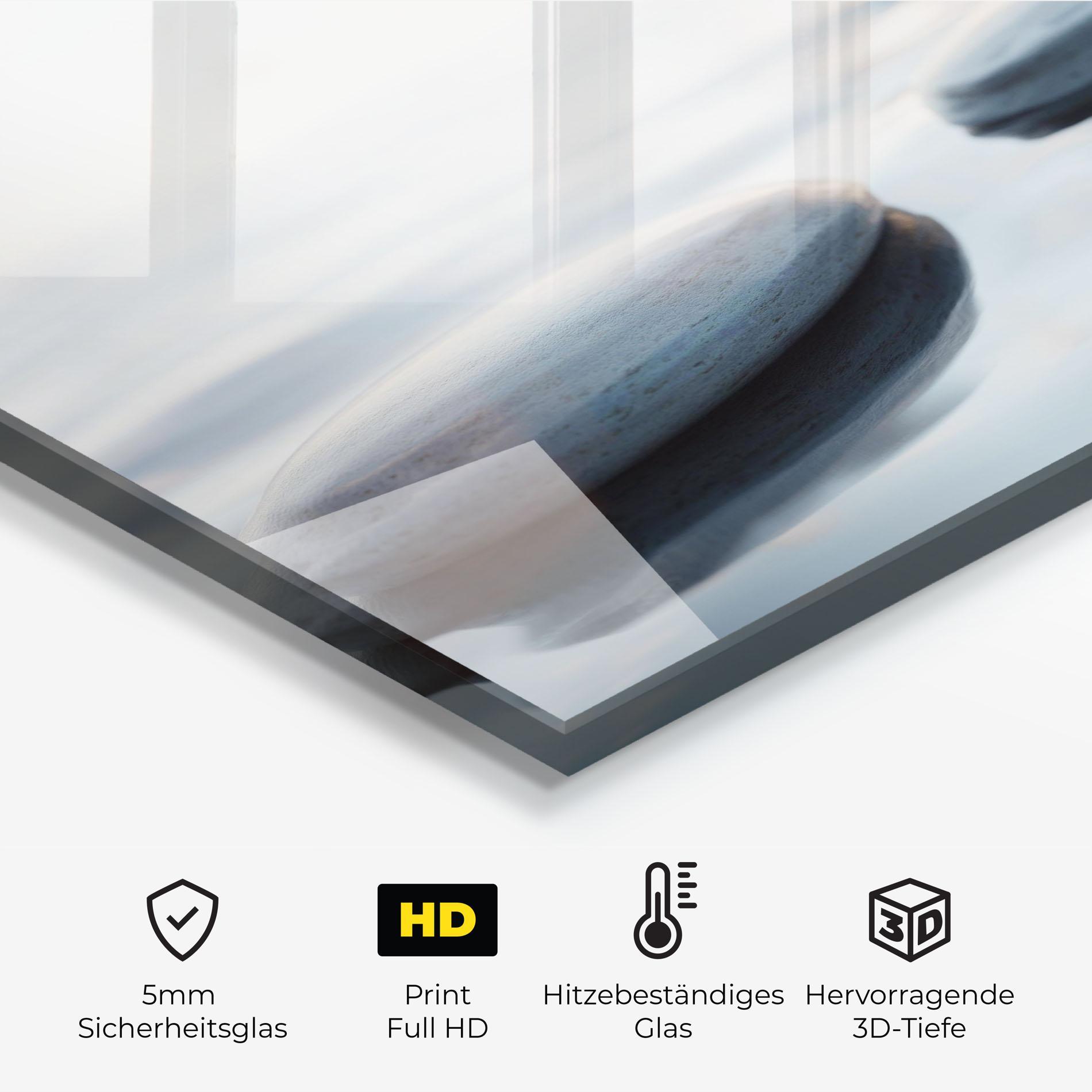 Küchenrückwand Glas Calm Water Stone mockup 2