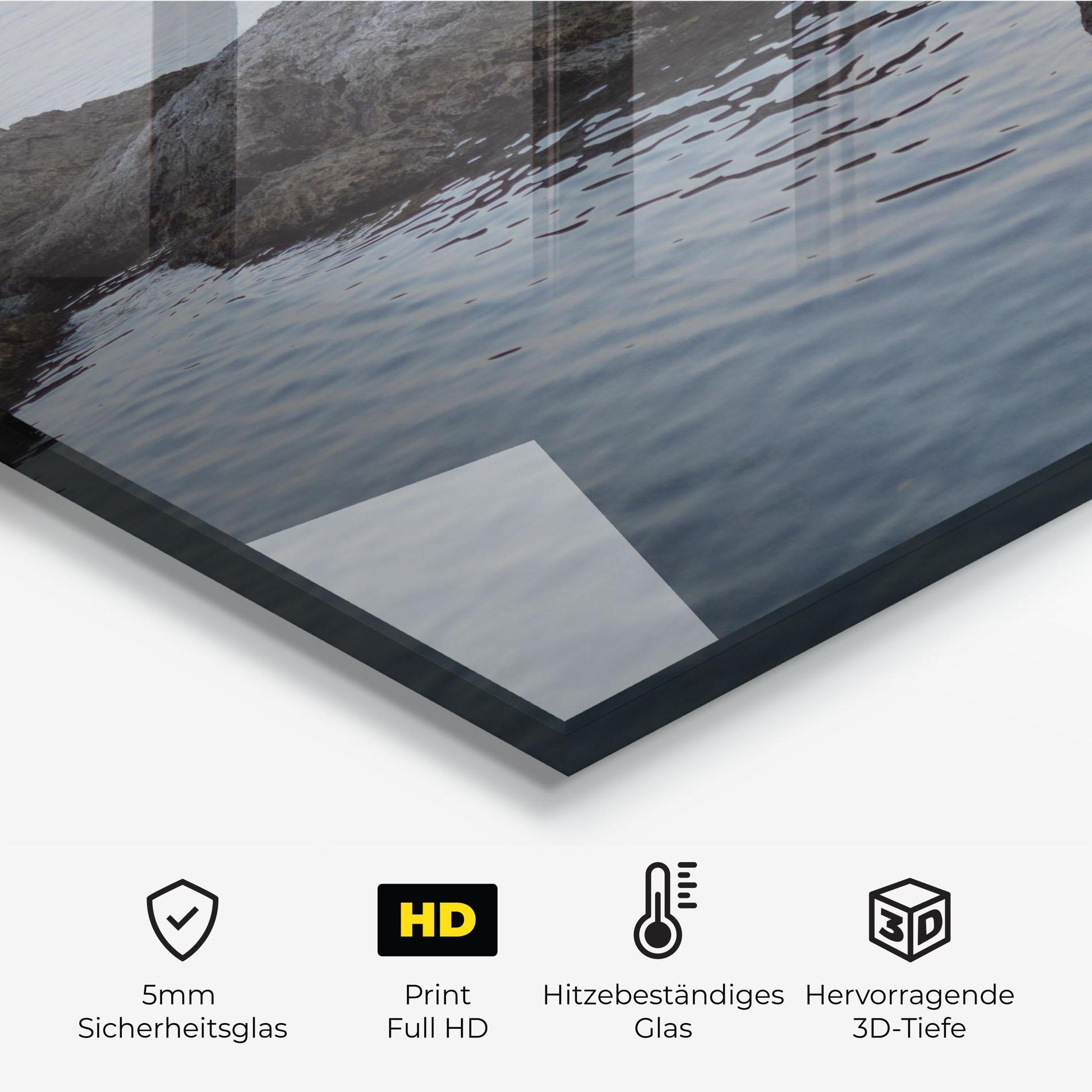 Küchenrückwand Glas Calm Water Stones mockup 2