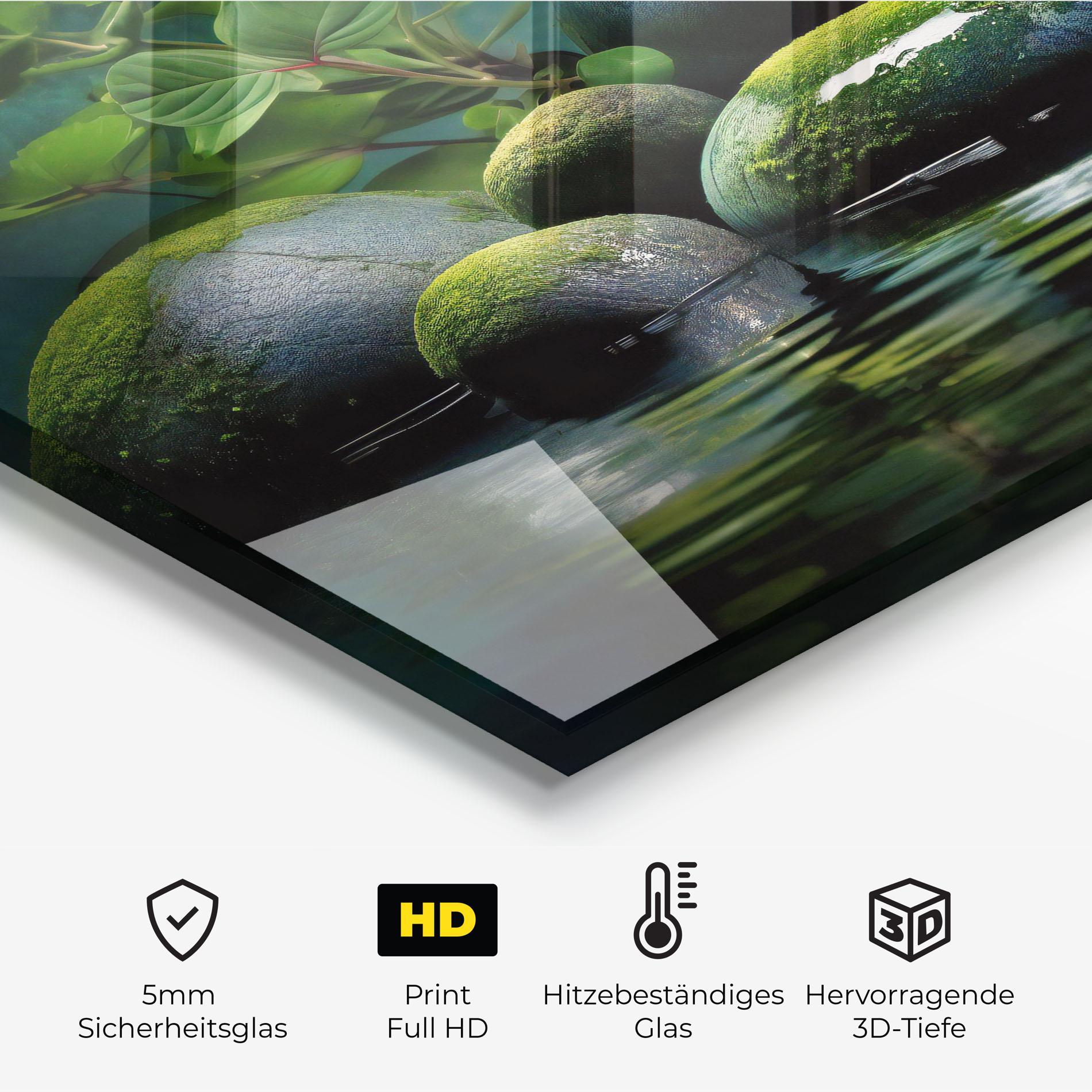 Küchenrückwand Glas Green Stone Nature mockup 2