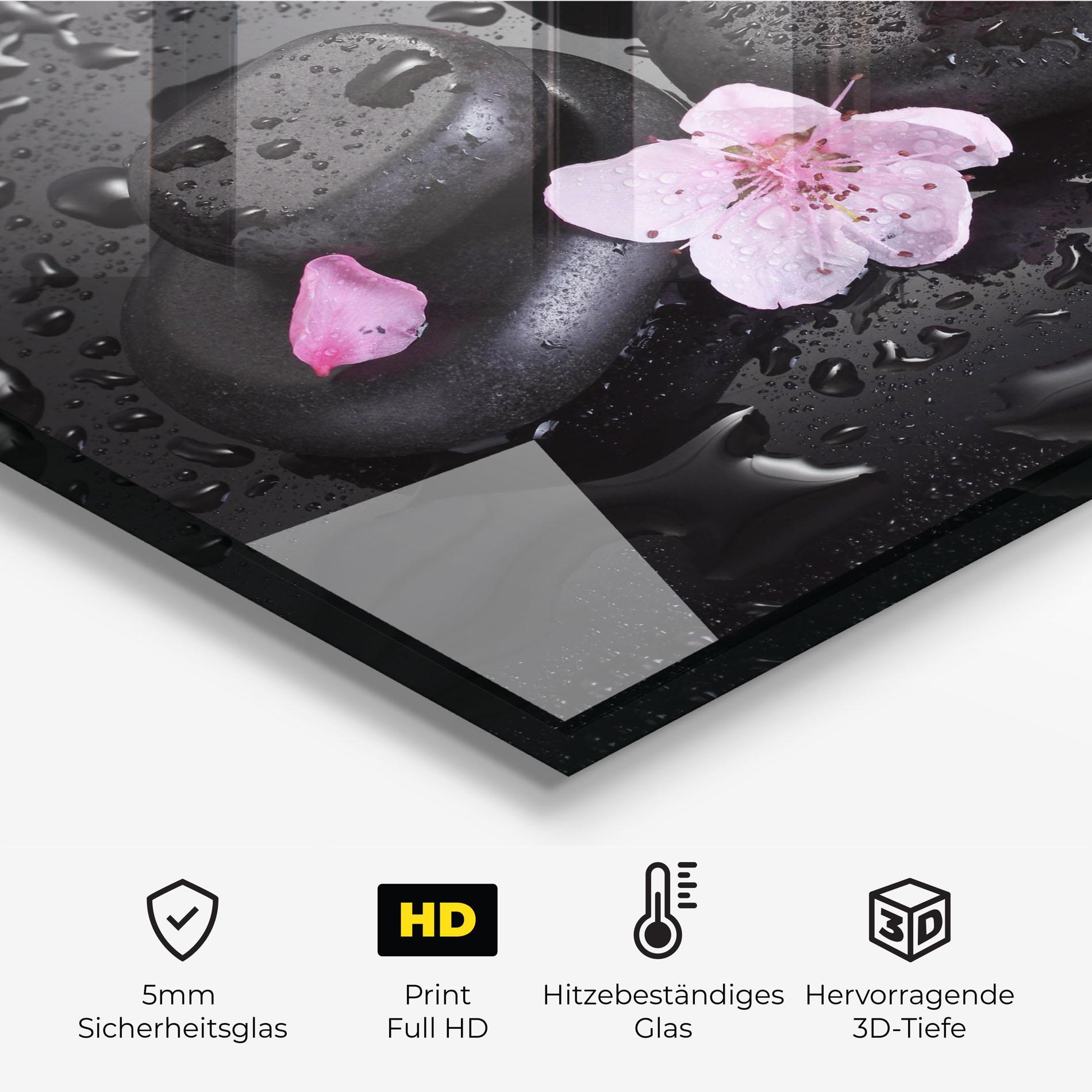 Küchenrückwand Glas Pink Sakura Stones mockup 2