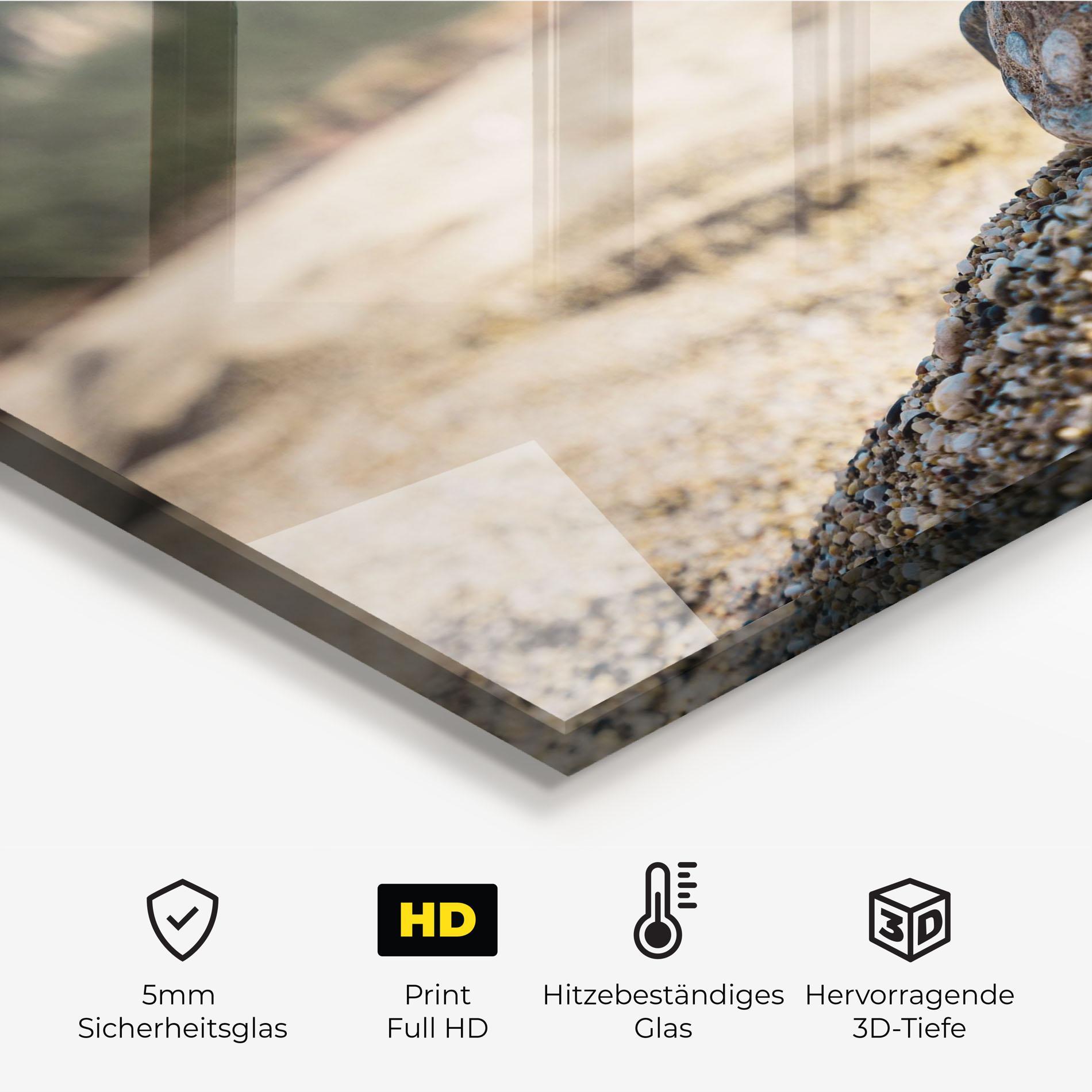 Küchenrückwand Glas Pyramid Stones Beach mockup 2