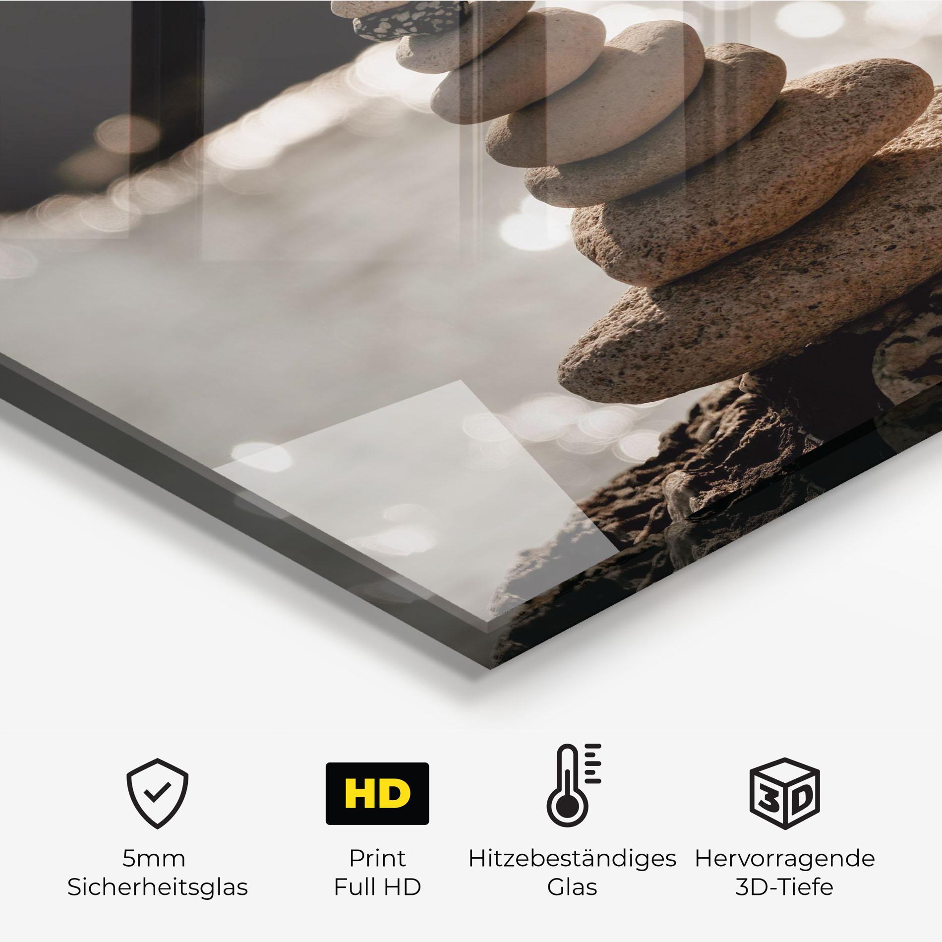 Küchenrückwand Glas Pyramid Stones mockup 2