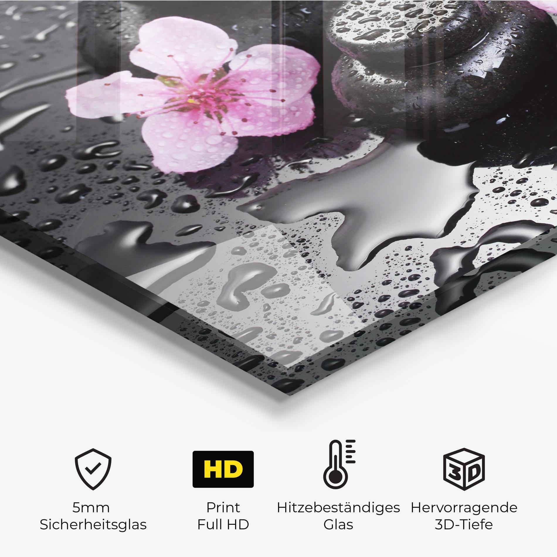 Küchenrückwand Glas Sakura Stones mockup 2