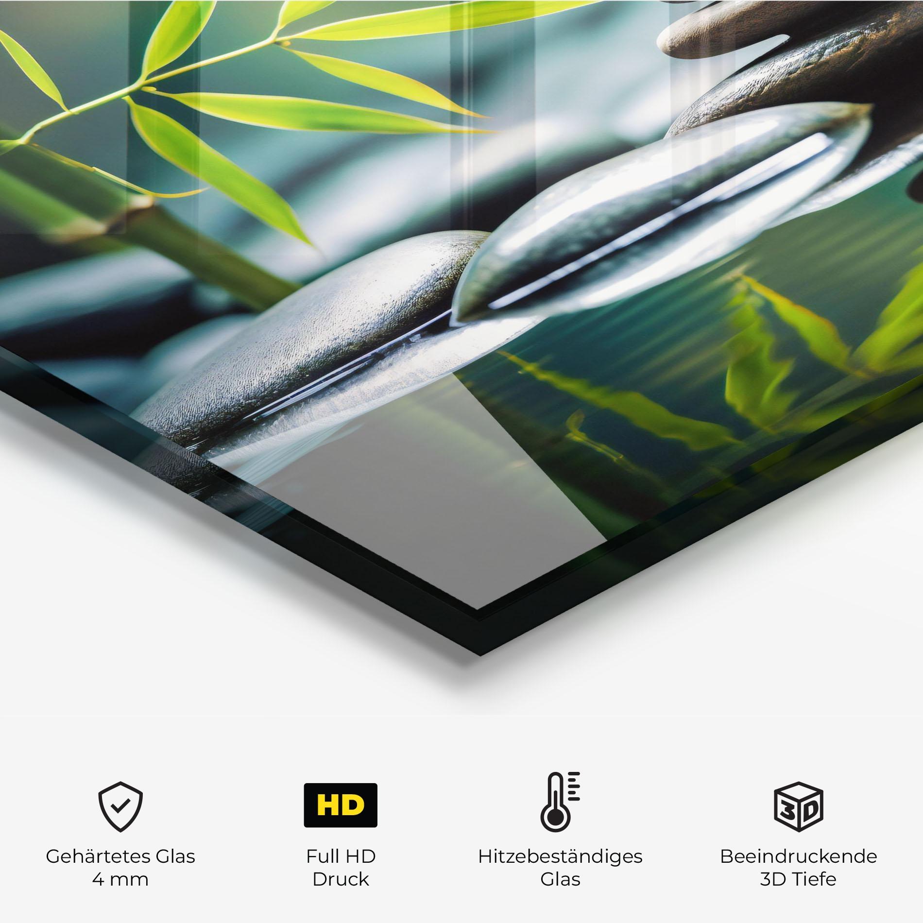 Küchenrückwand Glas Bamboo Stones mockup 2