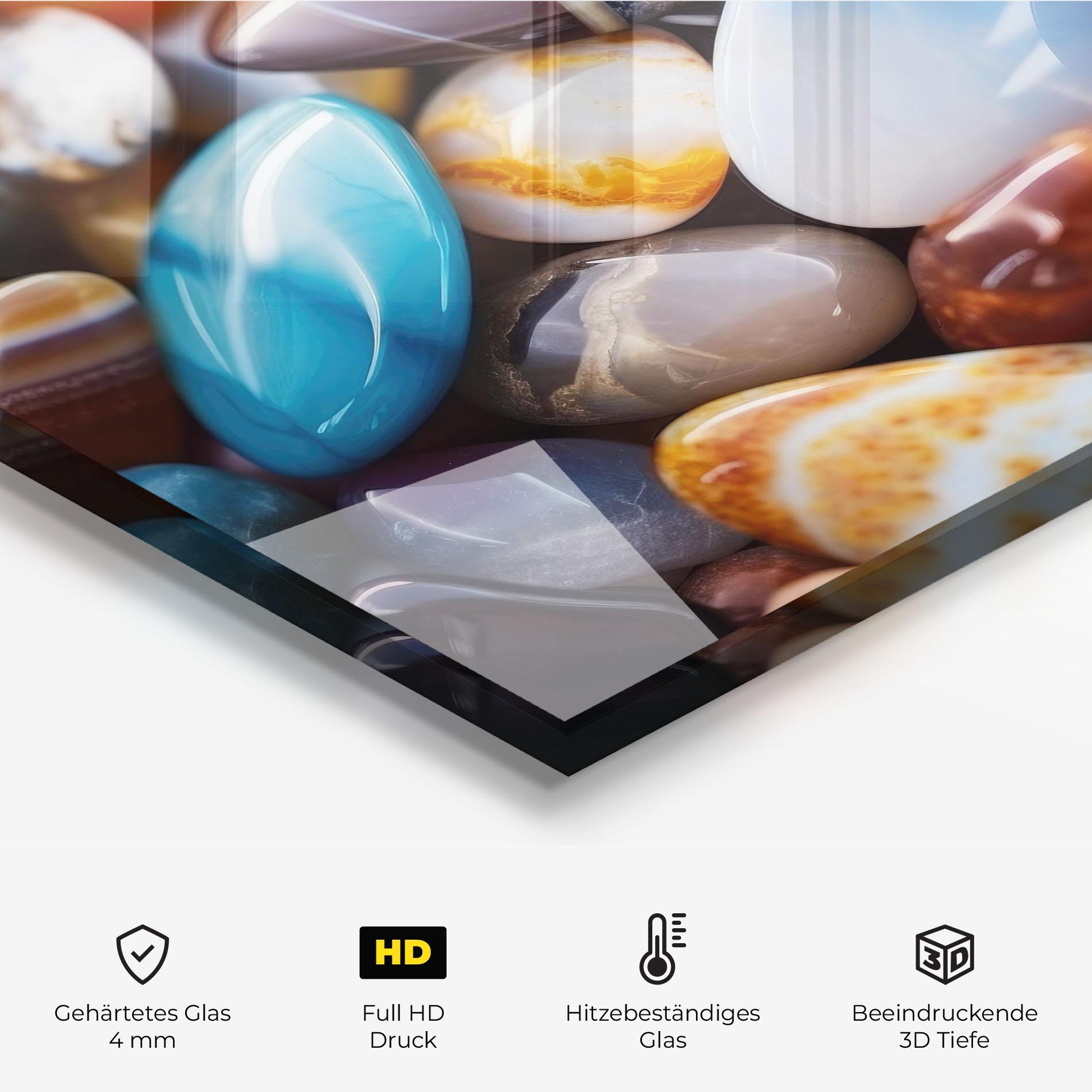 Küchenrückwand Glas Beach Gemstones mockup 2