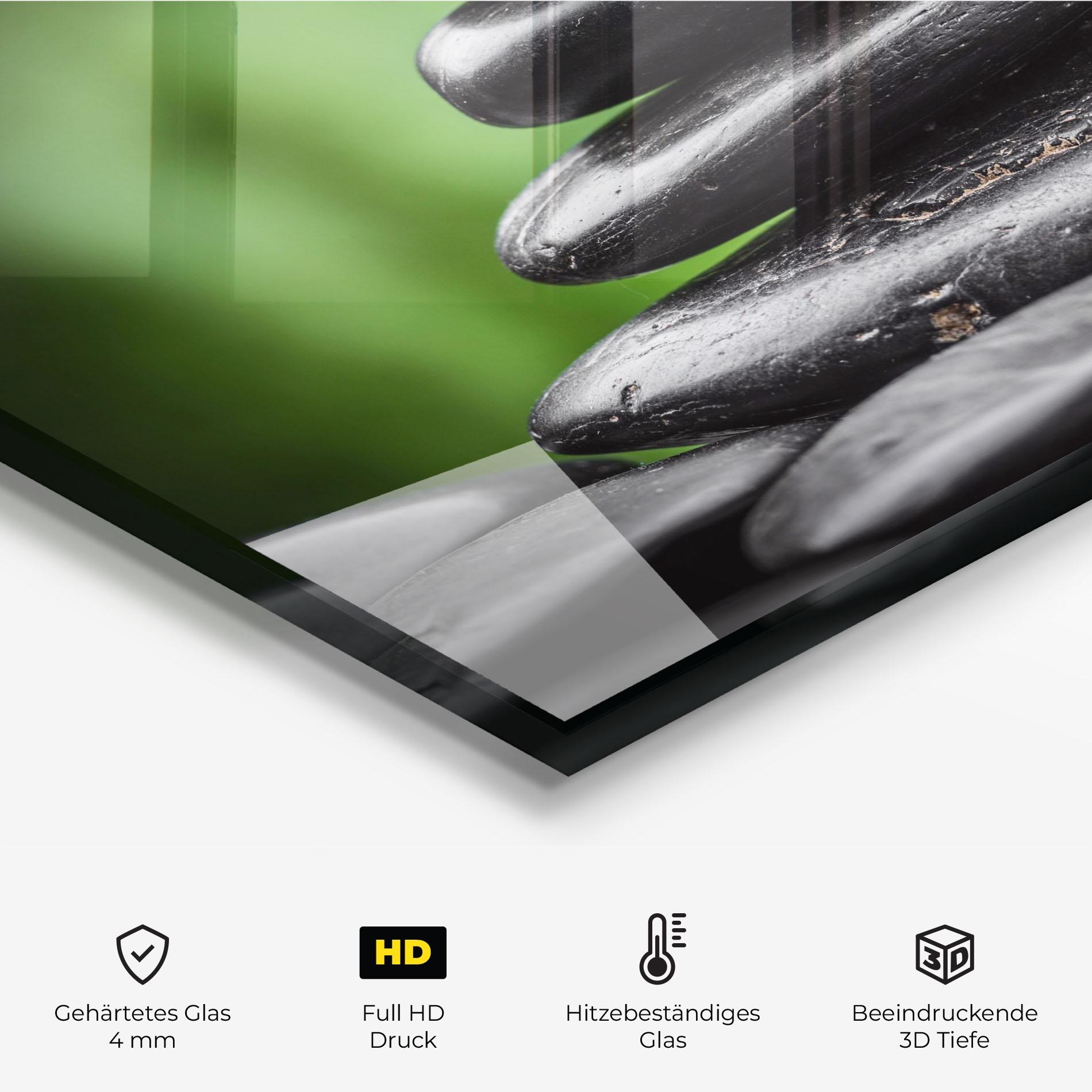 Küchenrückwand Glas Black Stone Meditation mockup 2