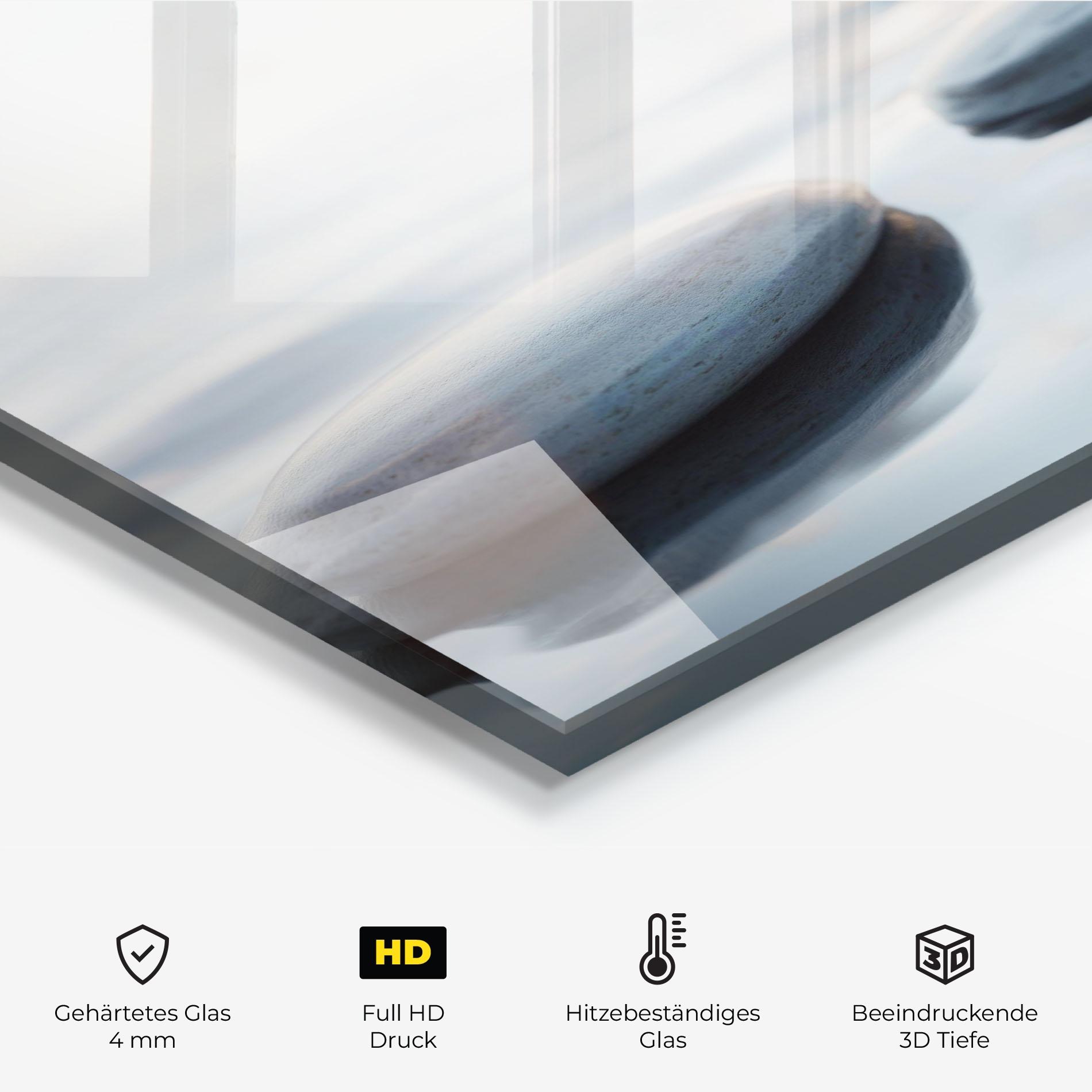 Küchenrückwand Glas Calm Water Stone mockup 2