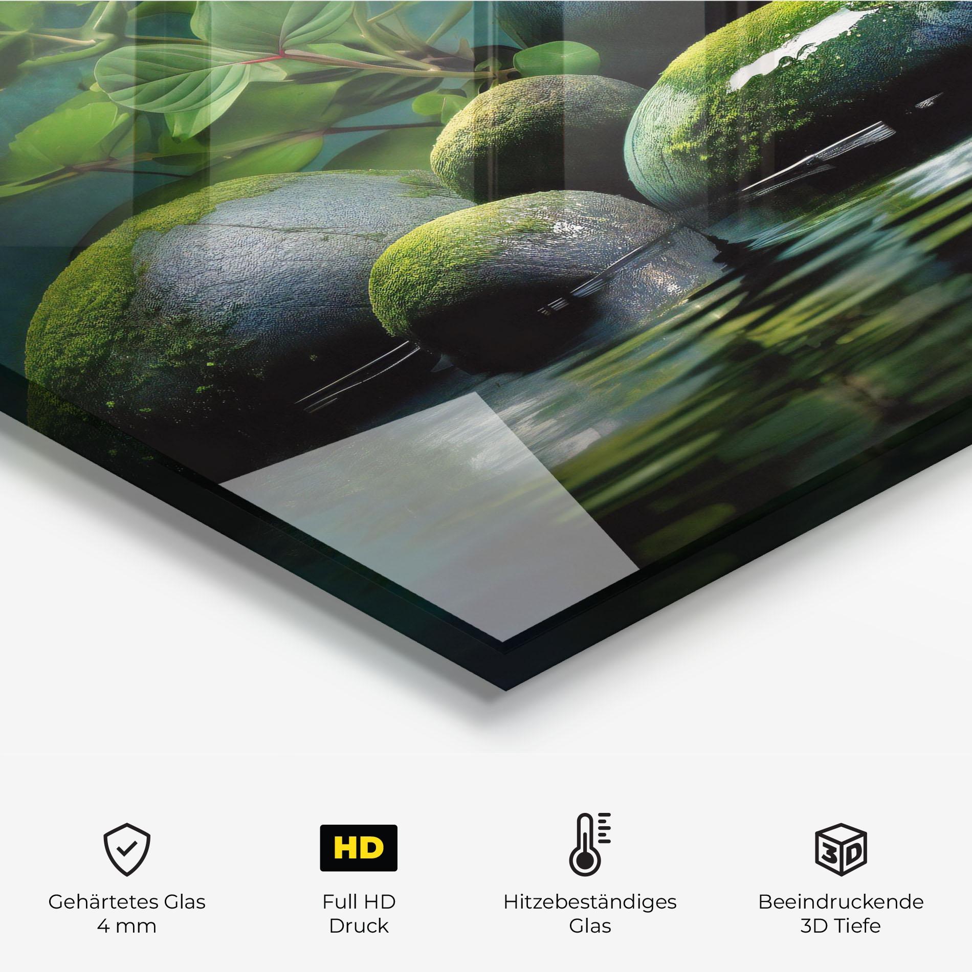 Küchenrückwand Glas Green Stone Nature mockup 2