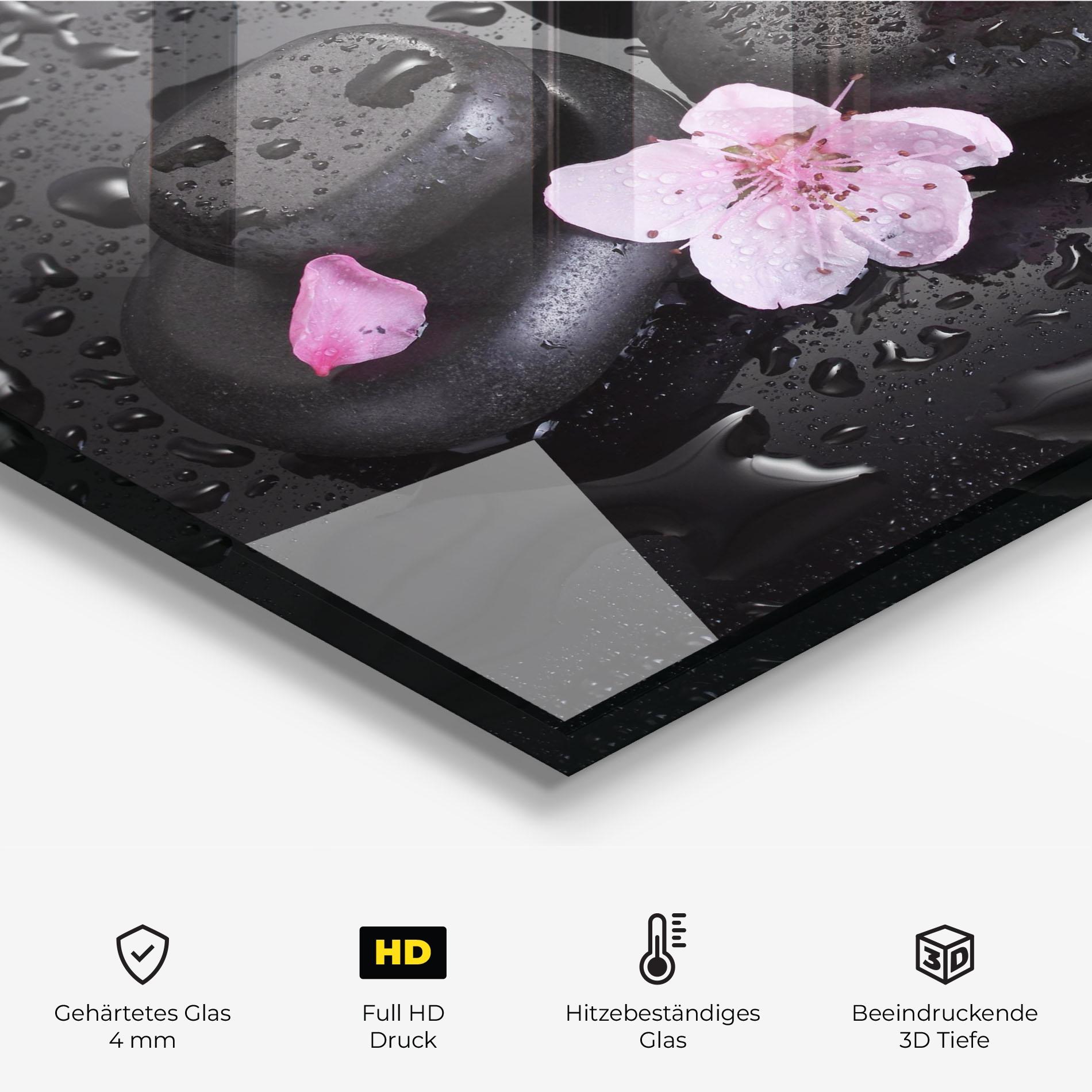 Küchenrückwand Glas Pink Sakura Stones mockup 2