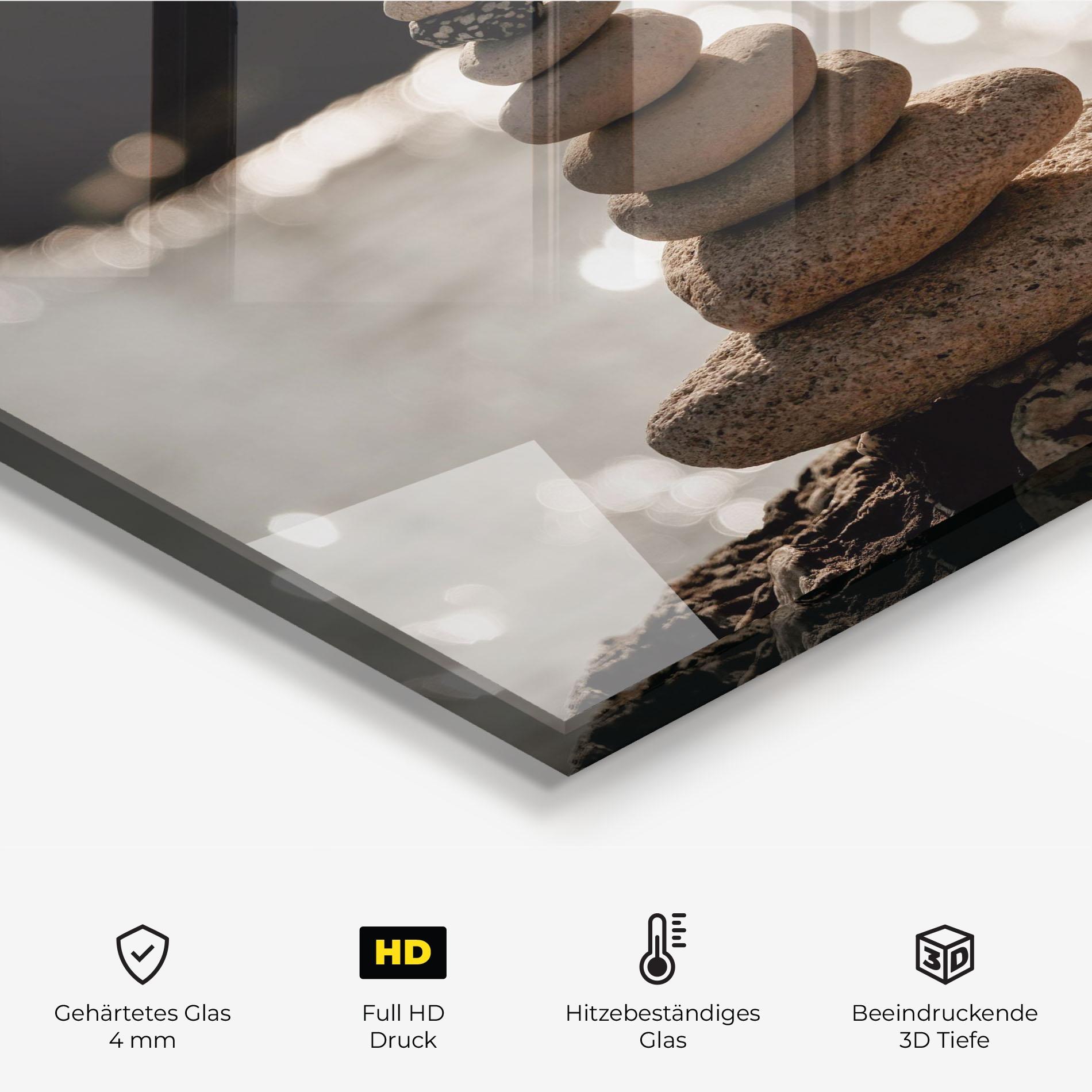 Küchenrückwand Glas Pyramid Stones mockup 2