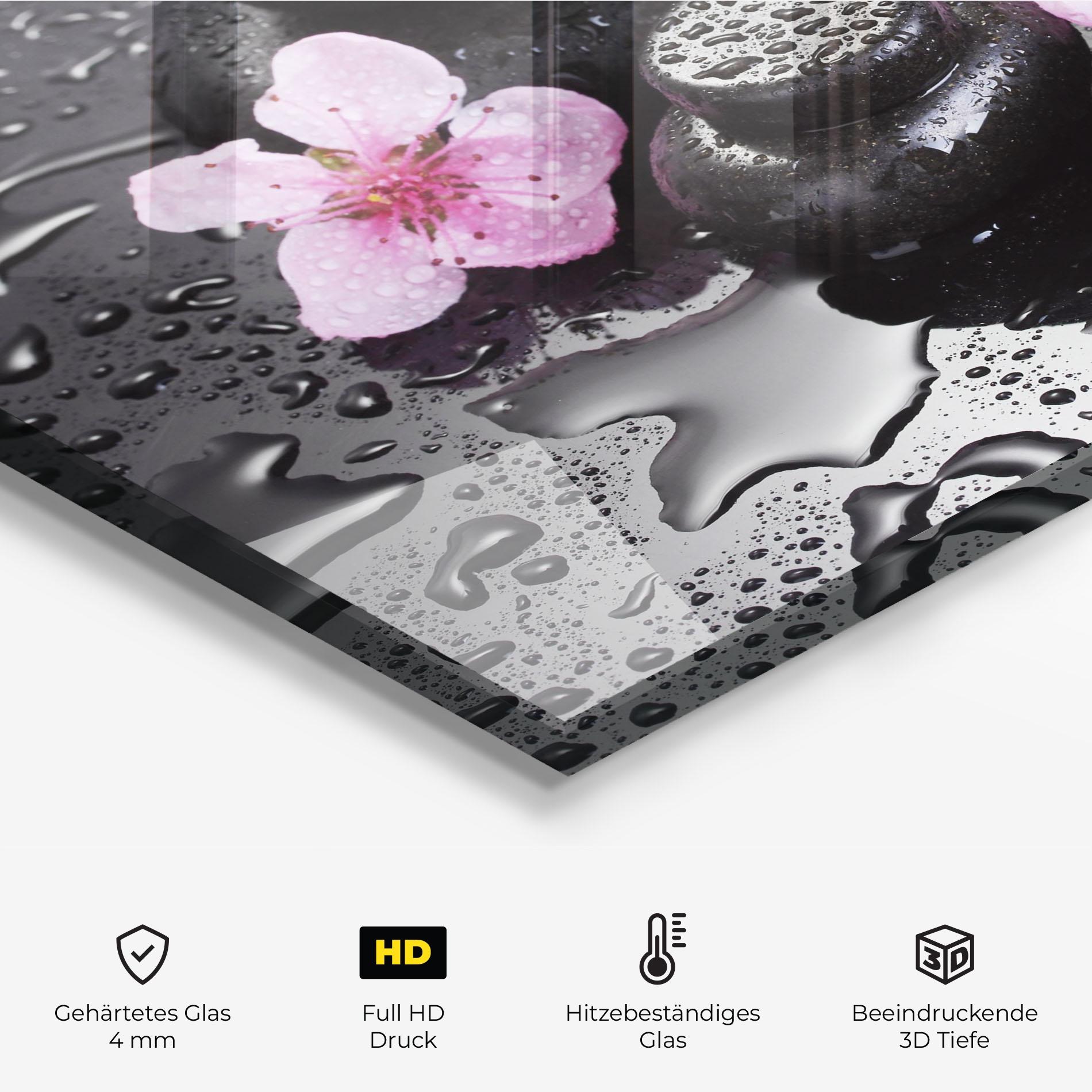 Küchenrückwand Glas Sakura Stones mockup 2