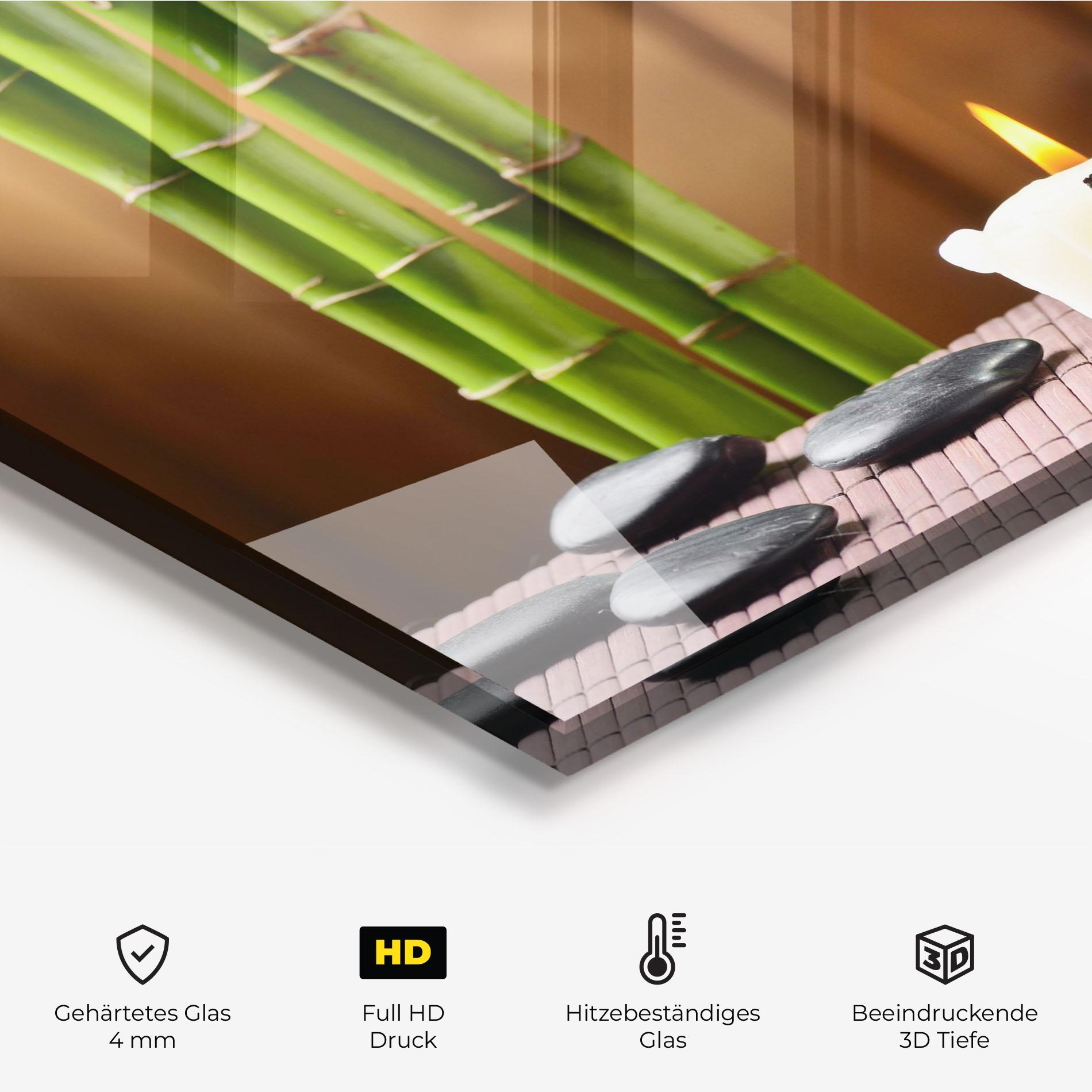 Küchenrückwand Glas Spa Rocks mockup 2