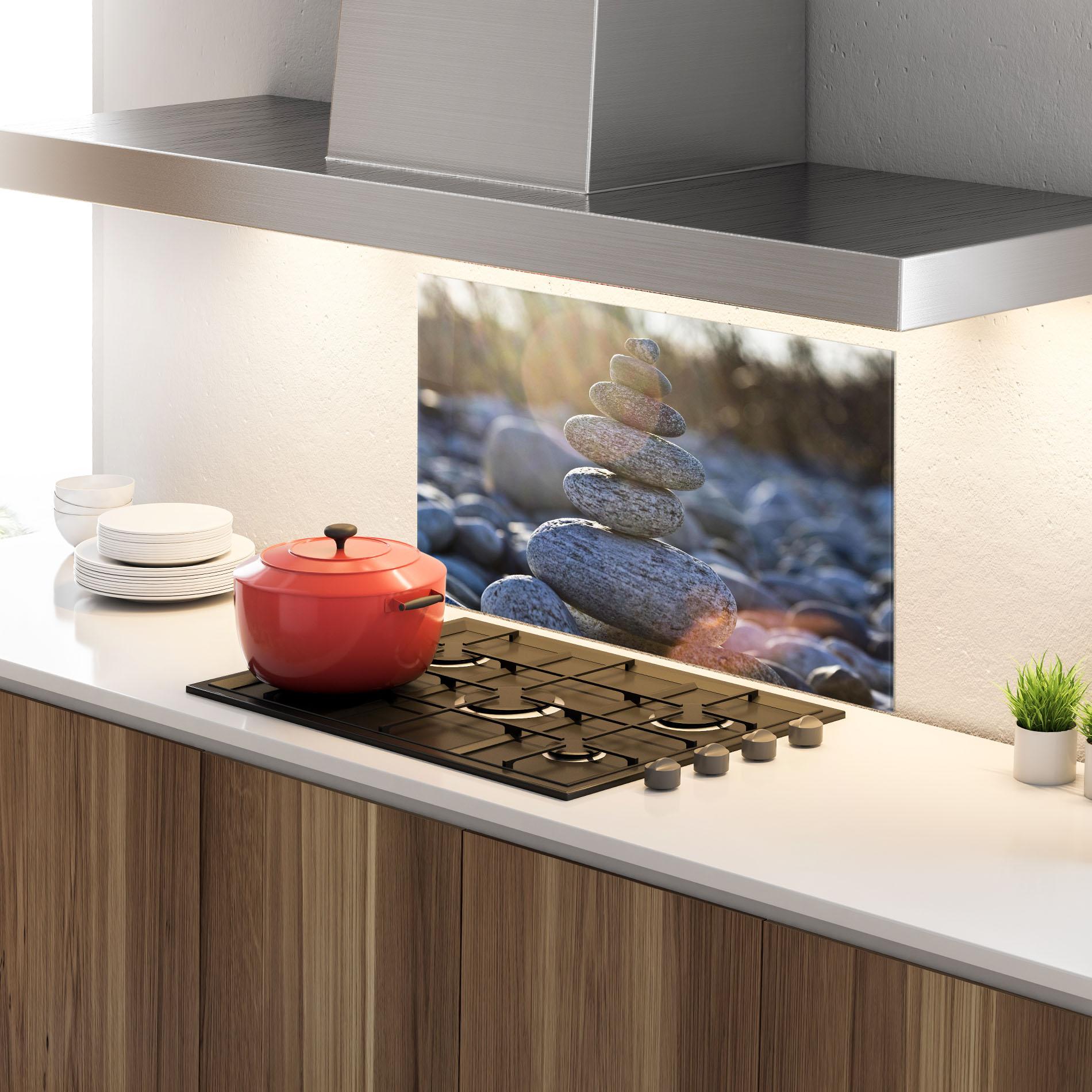 Küchenrückwand Glas Closeup Shot Rocks mockup 4