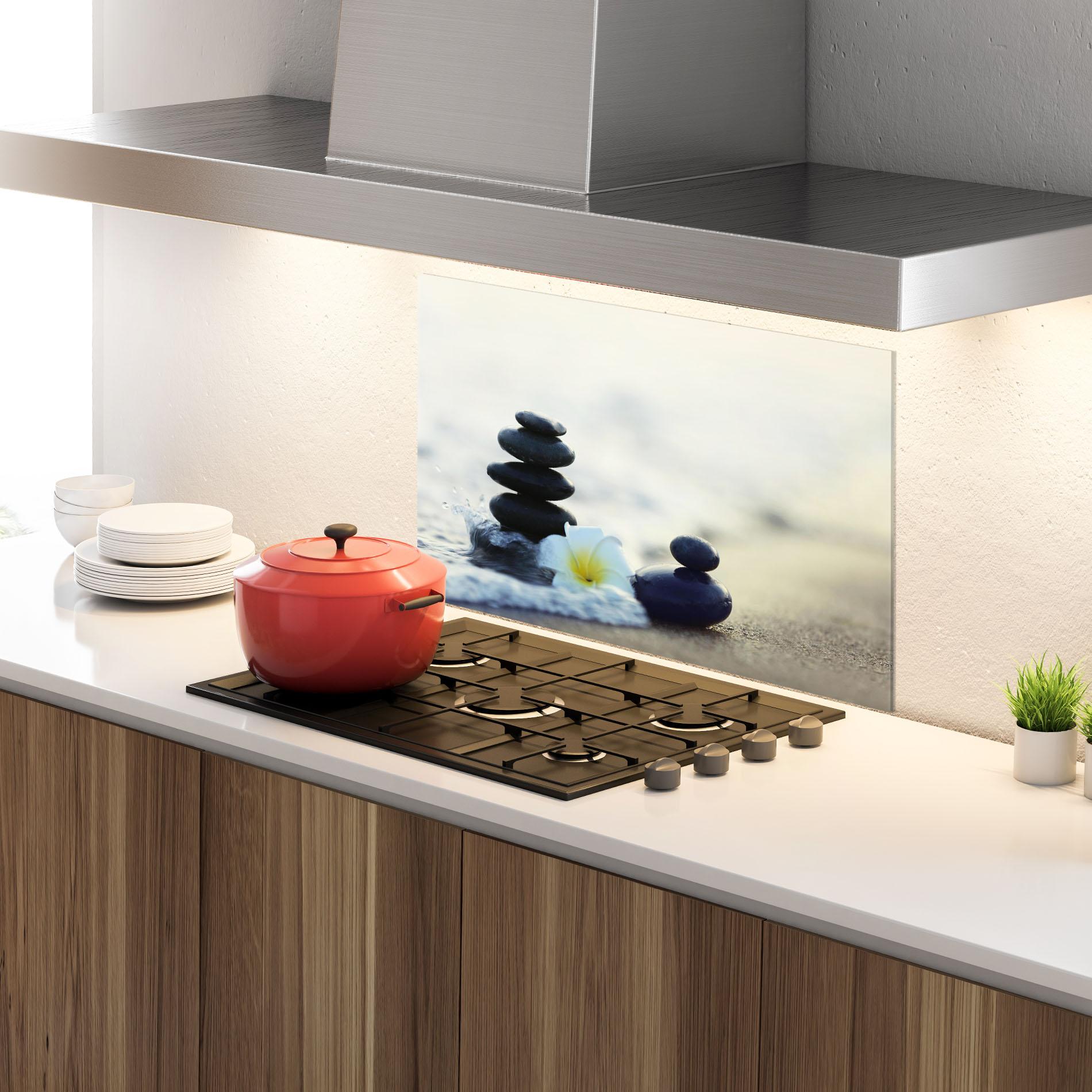 Küchenrückwand Glas Flower Sea Flower mockup 4