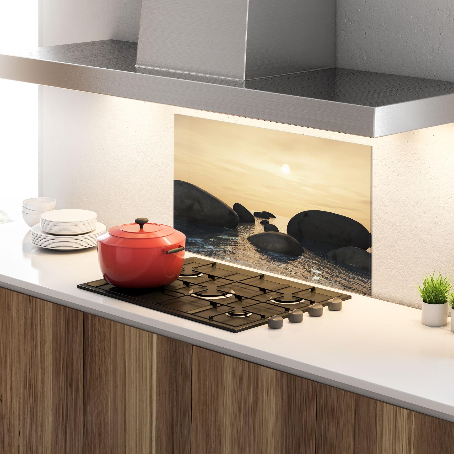 Küchenrückwand Glas Peace Rock mockup 4