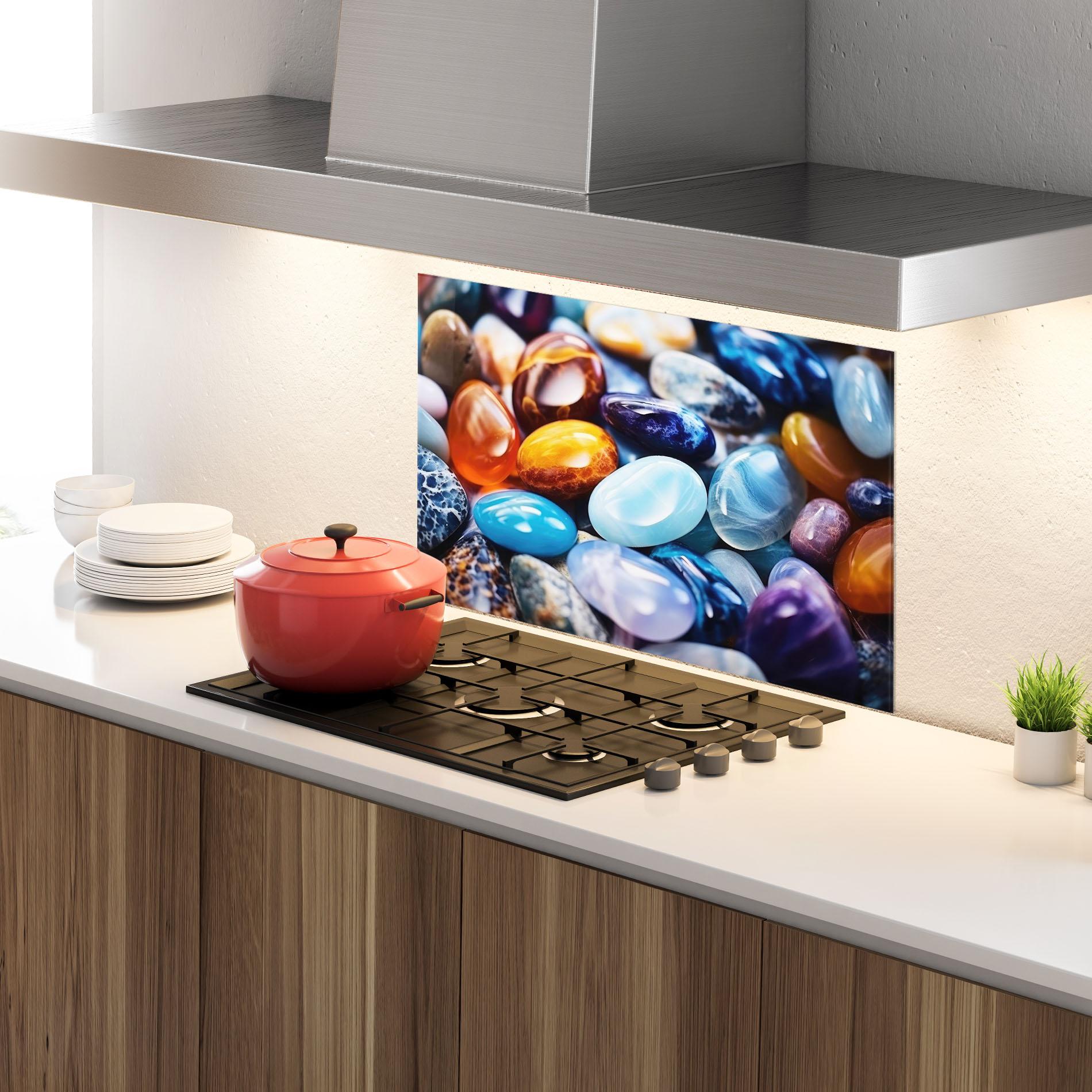 Küchenrückwand Glas Precious Gemstones mockup 4