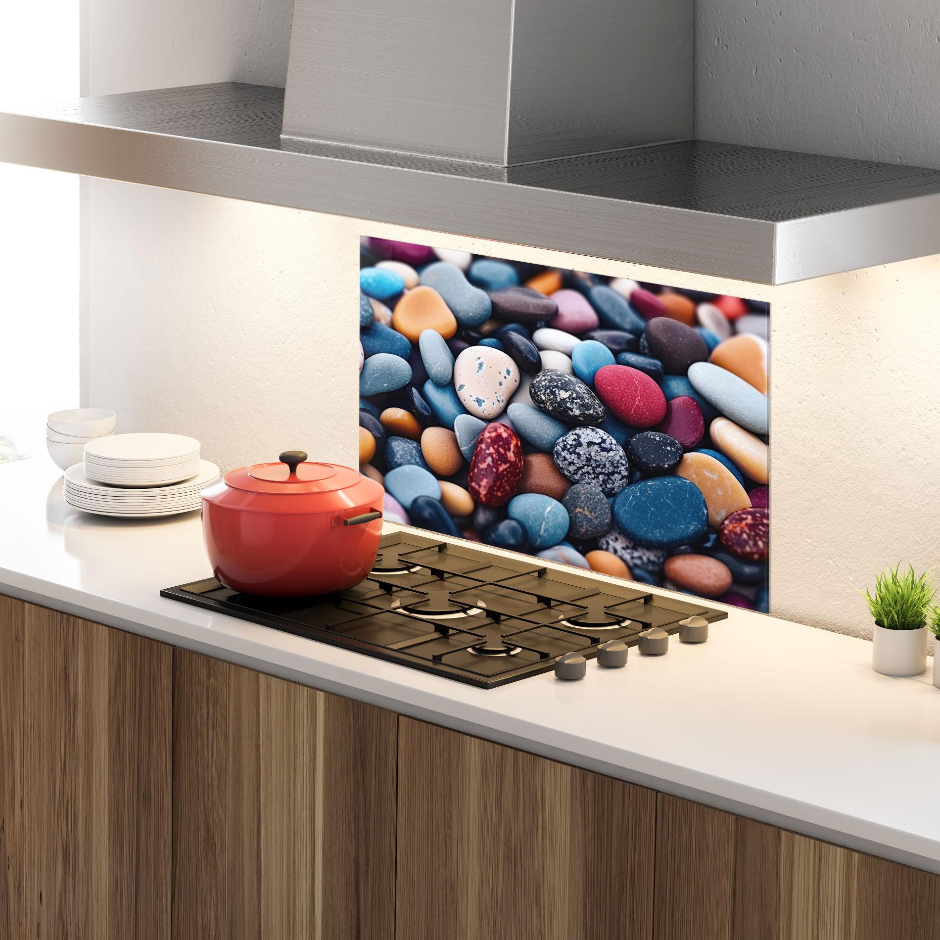 Küchenrückwand Glas Small Sea Stone mockup 4