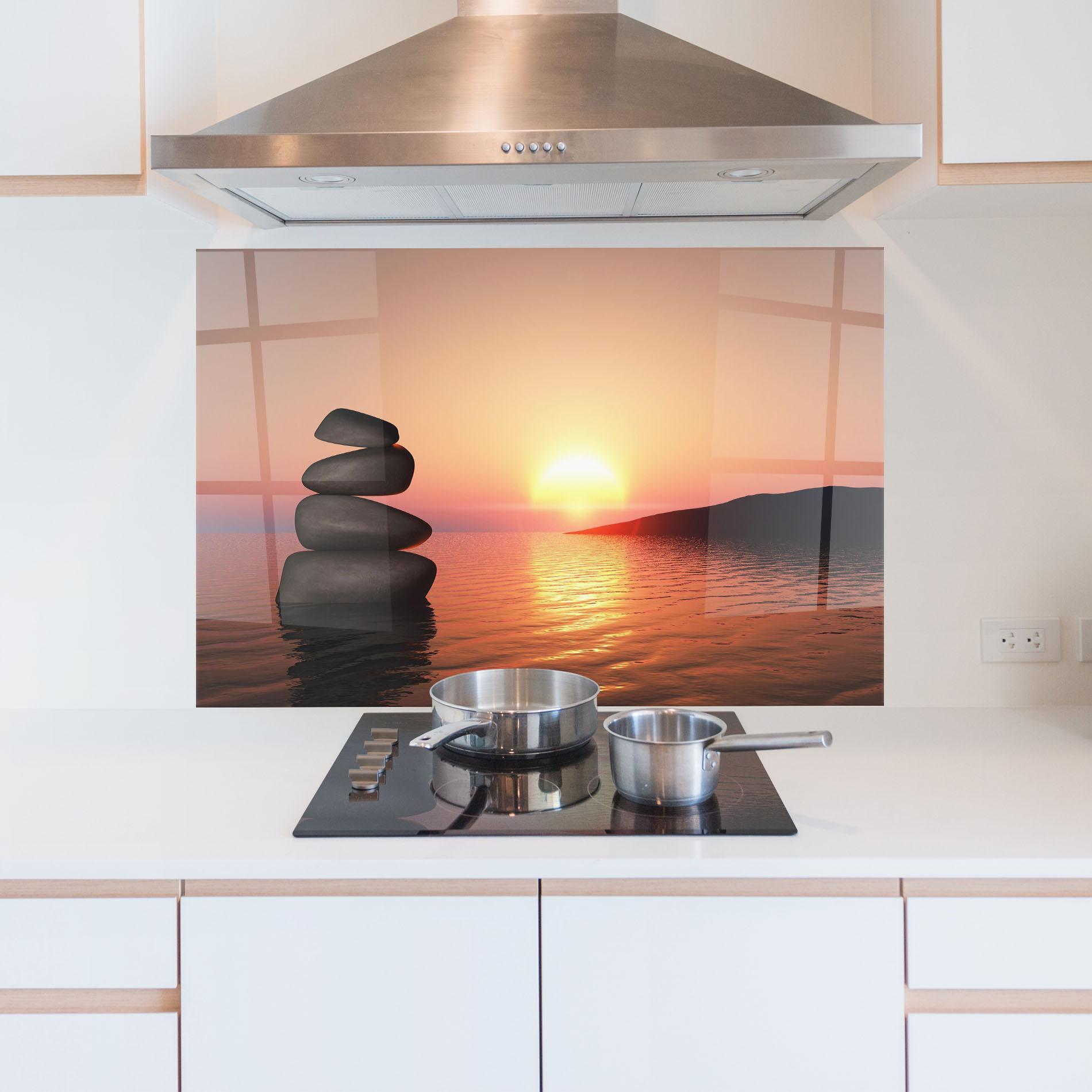 Küchenrückwand Glas Peace And Sunset mockup 5