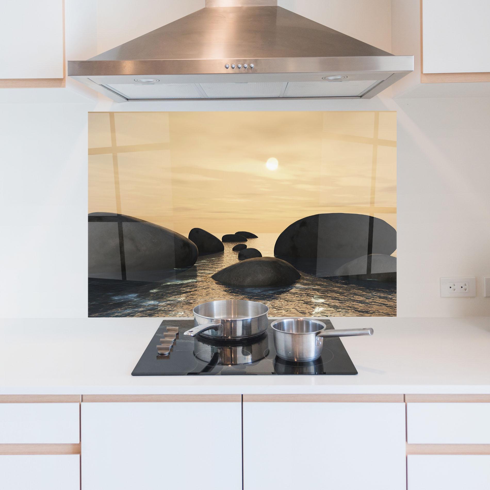 Küchenrückwand Glas Peace Rock mockup 5