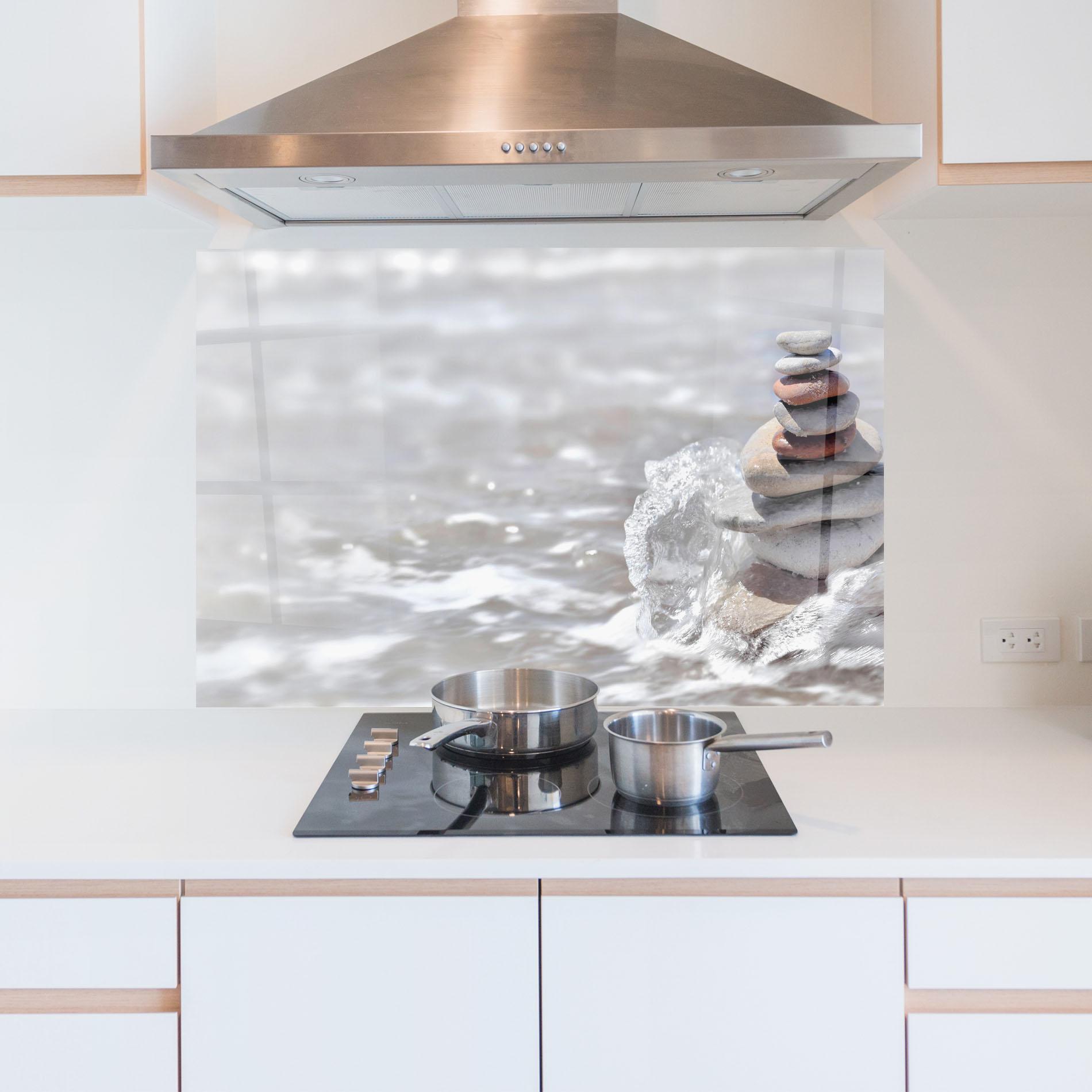 Küchenrückwand Glas Pebbles Balance Sea mockup 5