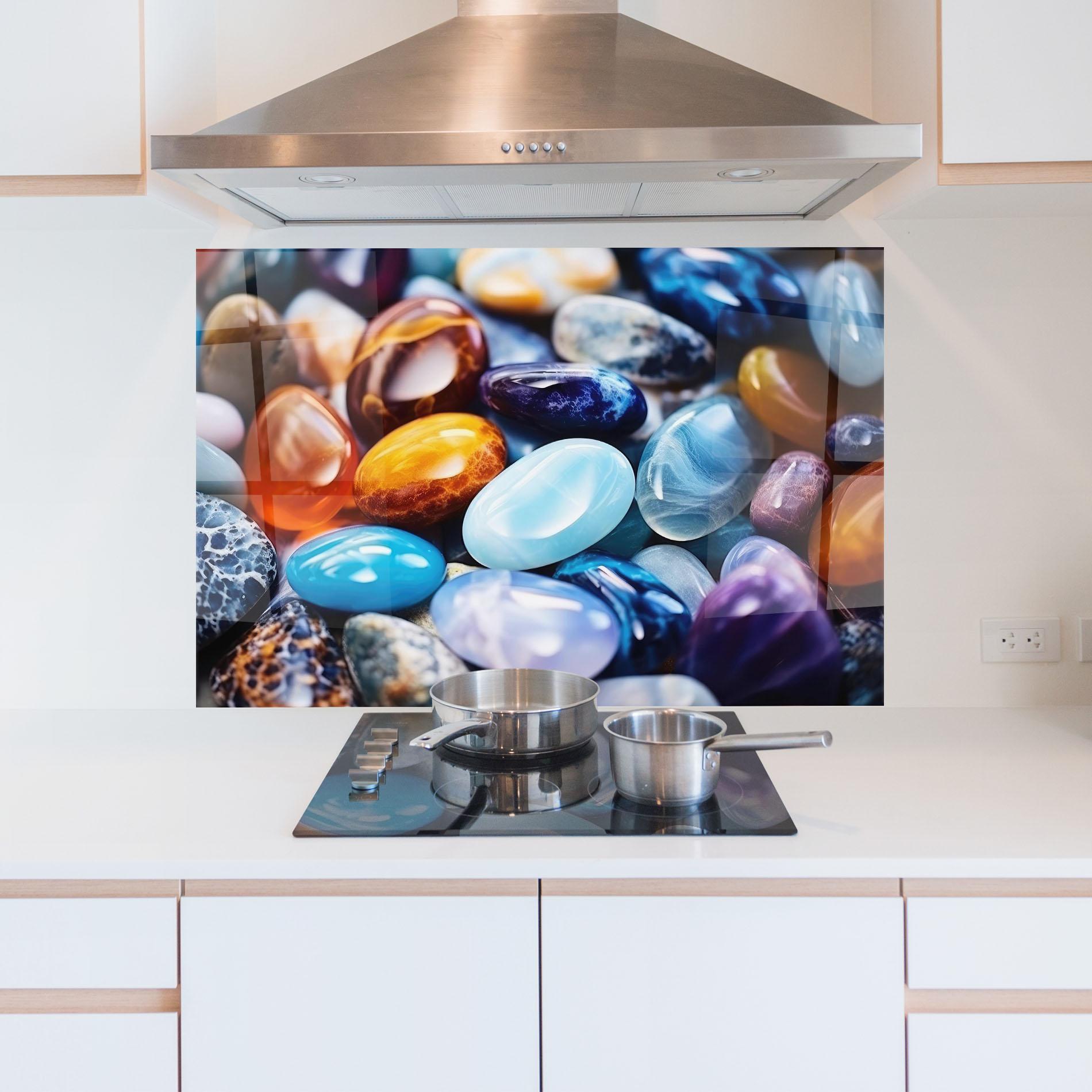Küchenrückwand Glas Precious Gemstones mockup 5