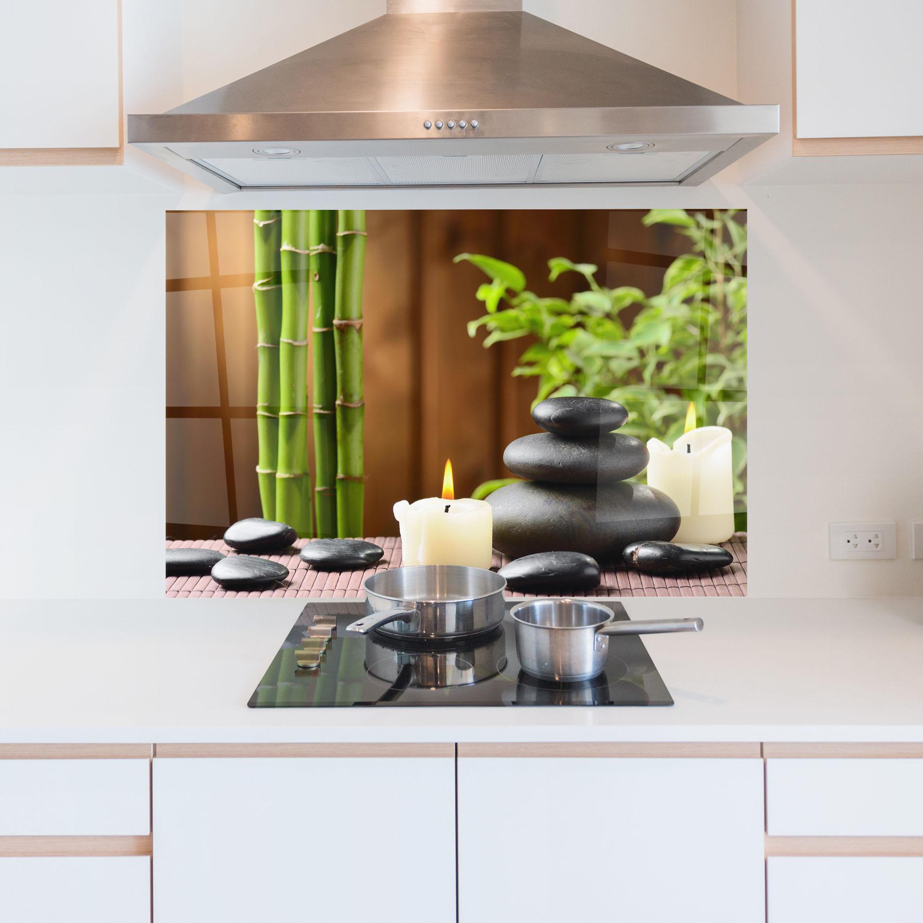 Küchenrückwand Glas Spa Rocks mockup 5