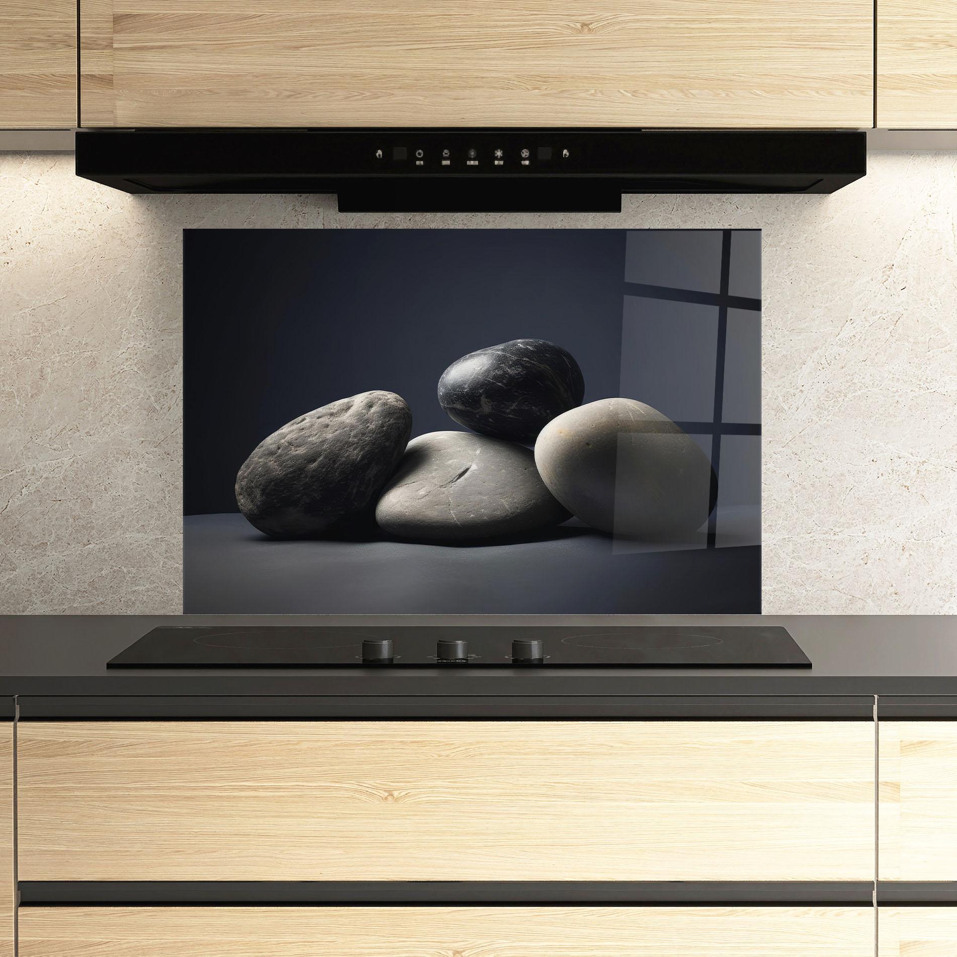 Küchenrückwand Glas Grey Stone mockup 3