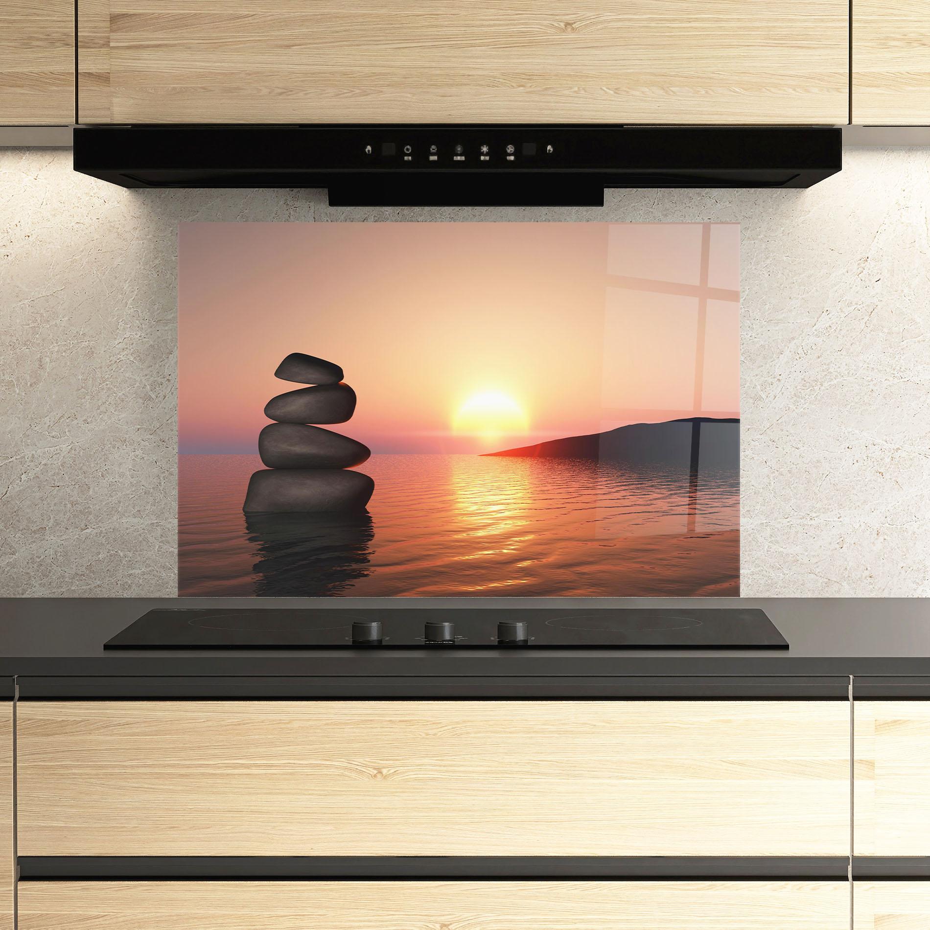 Küchenrückwand Glas Peace And Sunset mockup 3