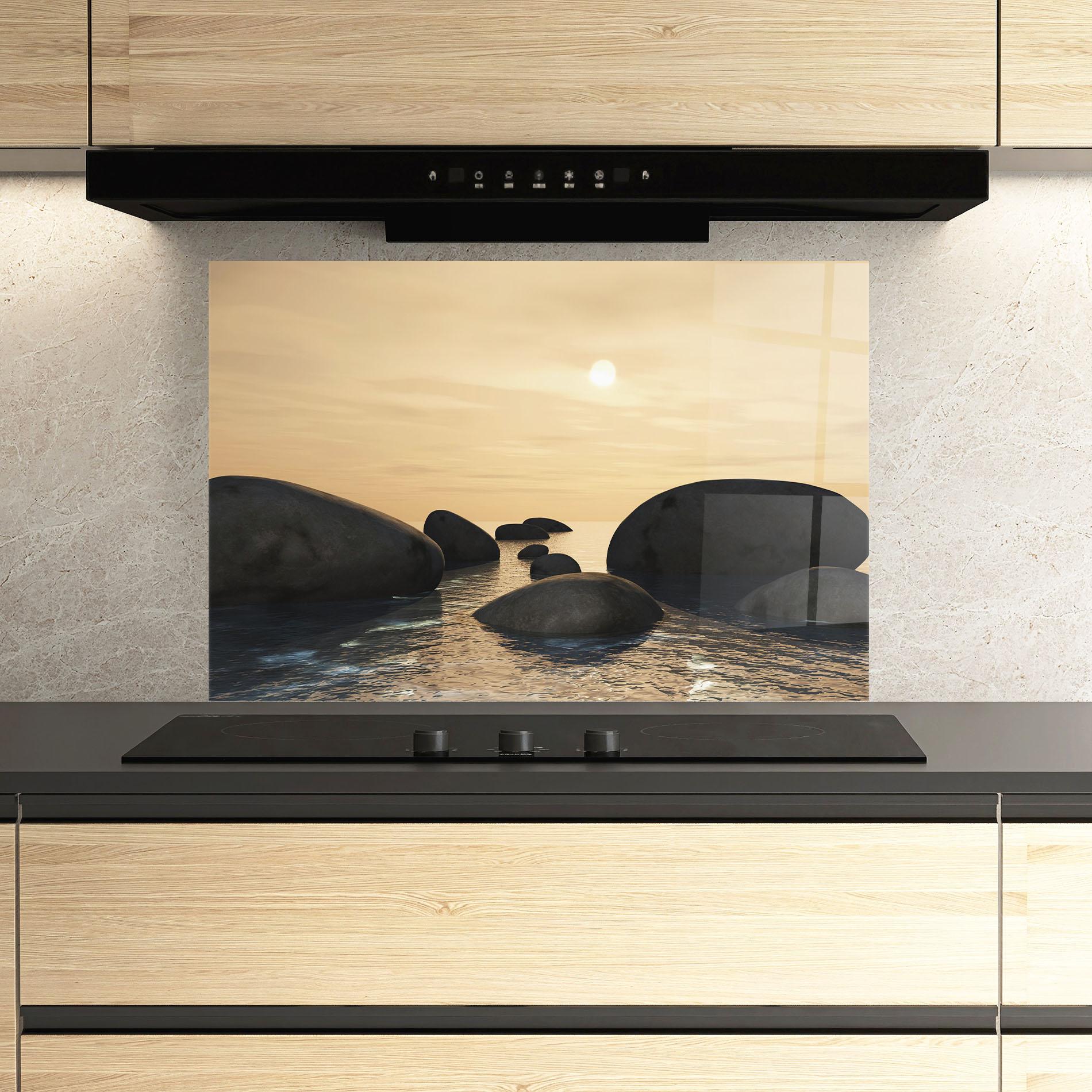 Küchenrückwand Glas Peace Rock mockup 3