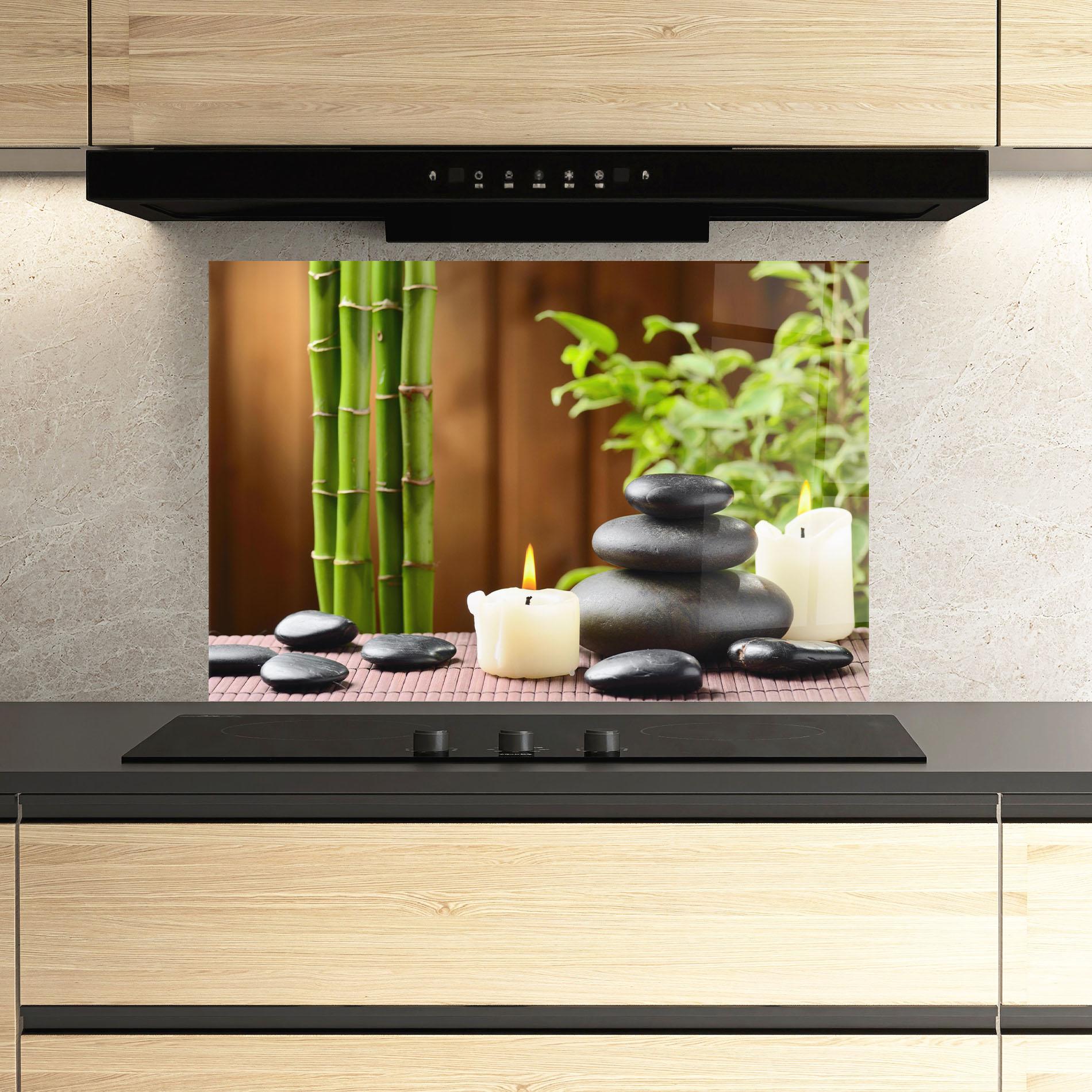 Küchenrückwand Glas Spa Rocks mockup 3