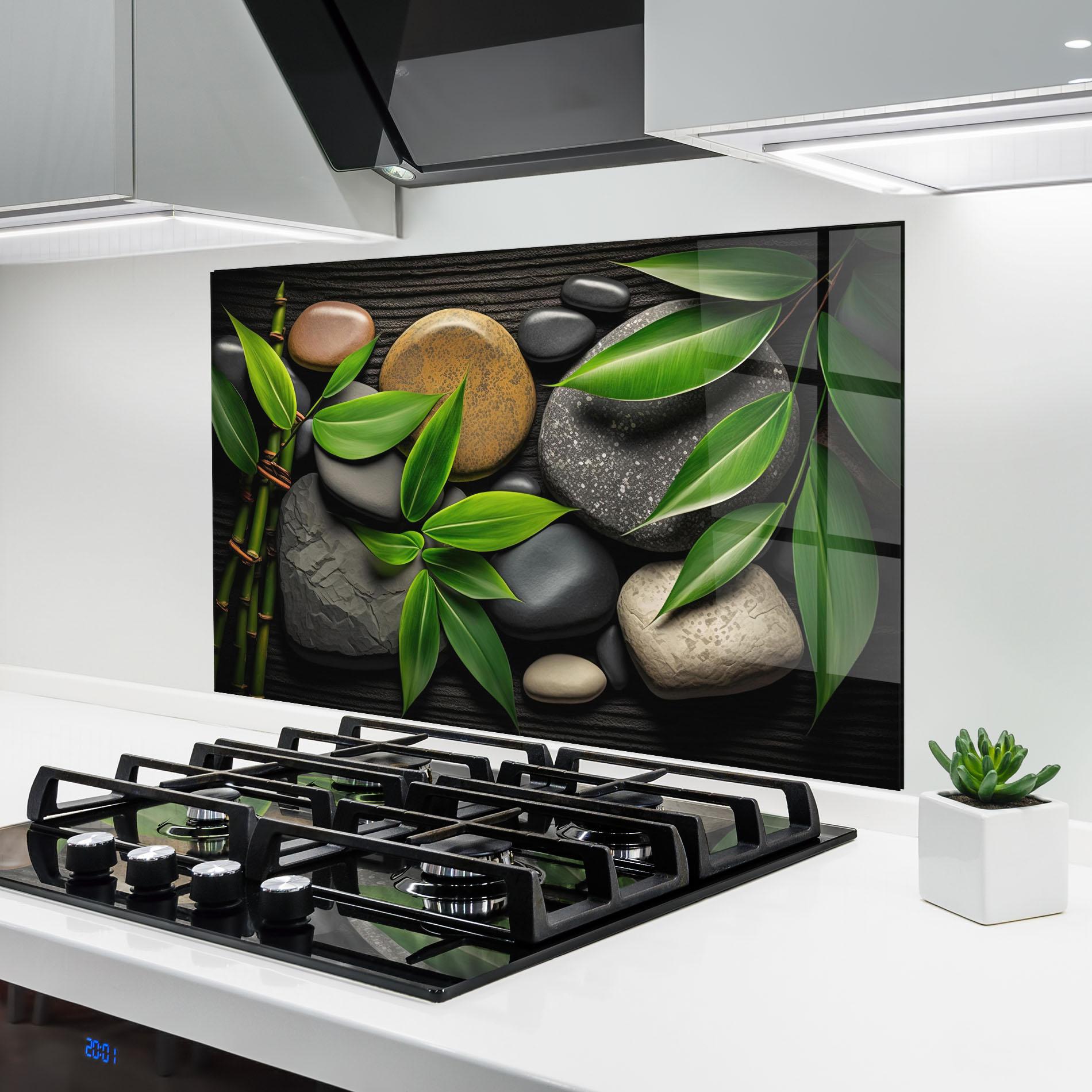 Küchenrückwand Glas Bamboo Stones View mockup 6