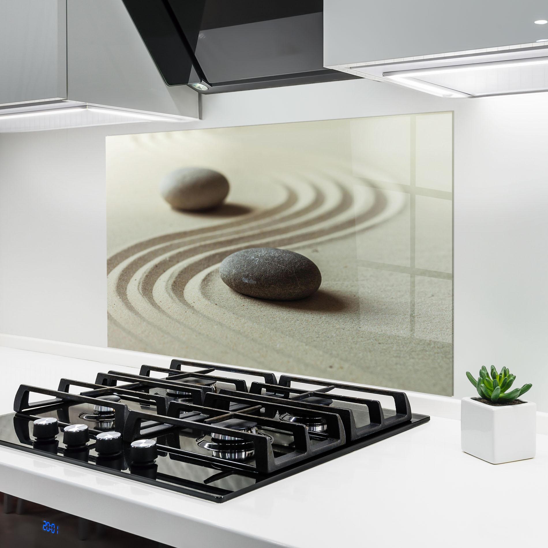 Küchenrückwand Glas Cream Sand Stones mockup 6