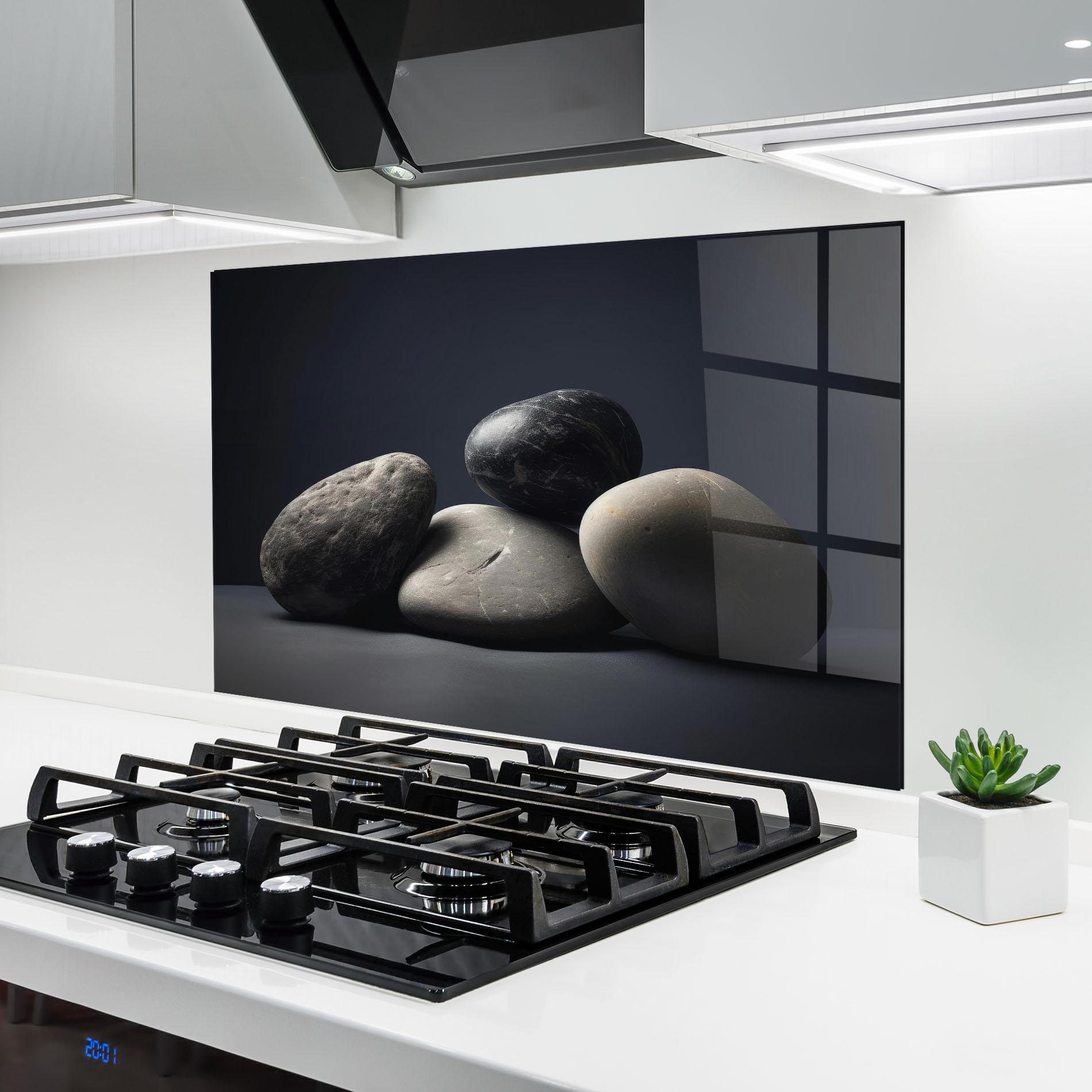 Küchenrückwand Glas Grey Stone mockup 6