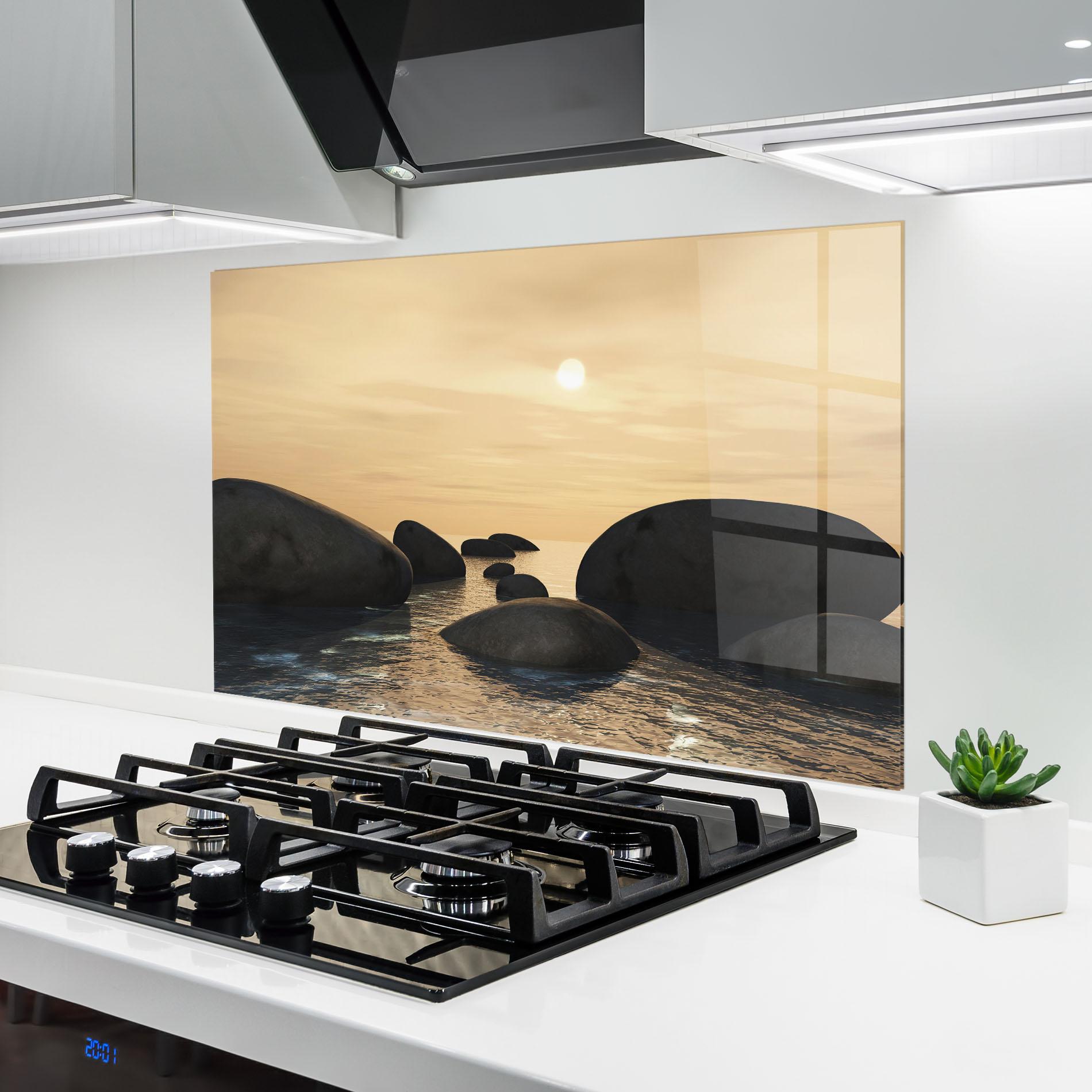 Küchenrückwand Glas Peace Rock mockup 6