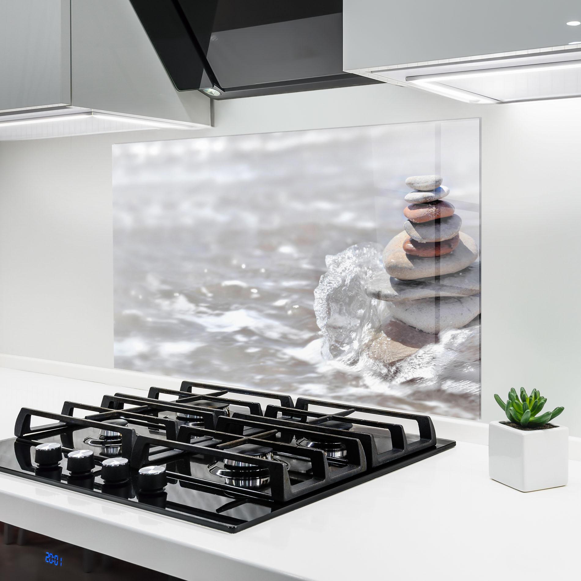 Küchenrückwand Glas Pebbles Balance Sea mockup 6