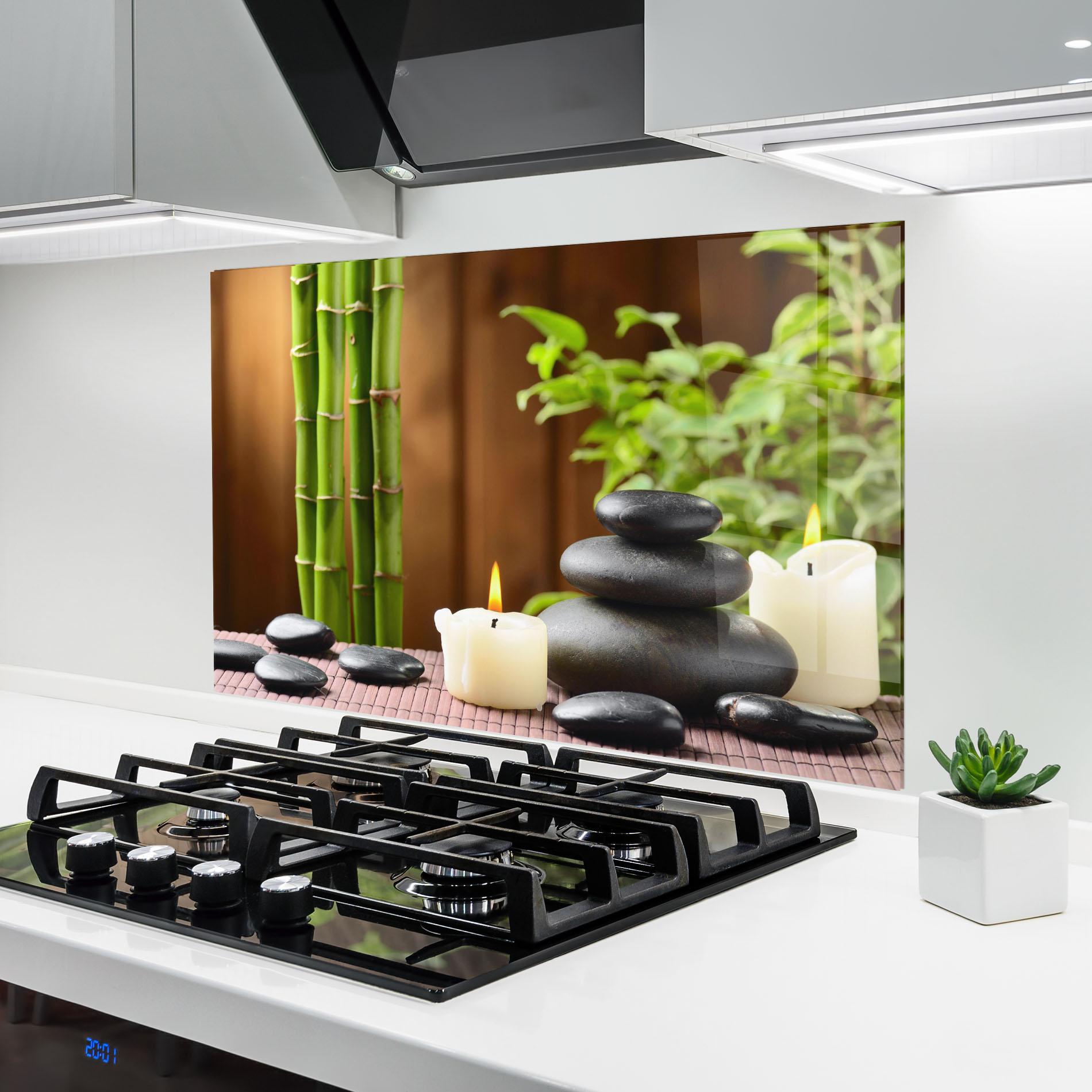 Küchenrückwand Glas Spa Rocks mockup 6