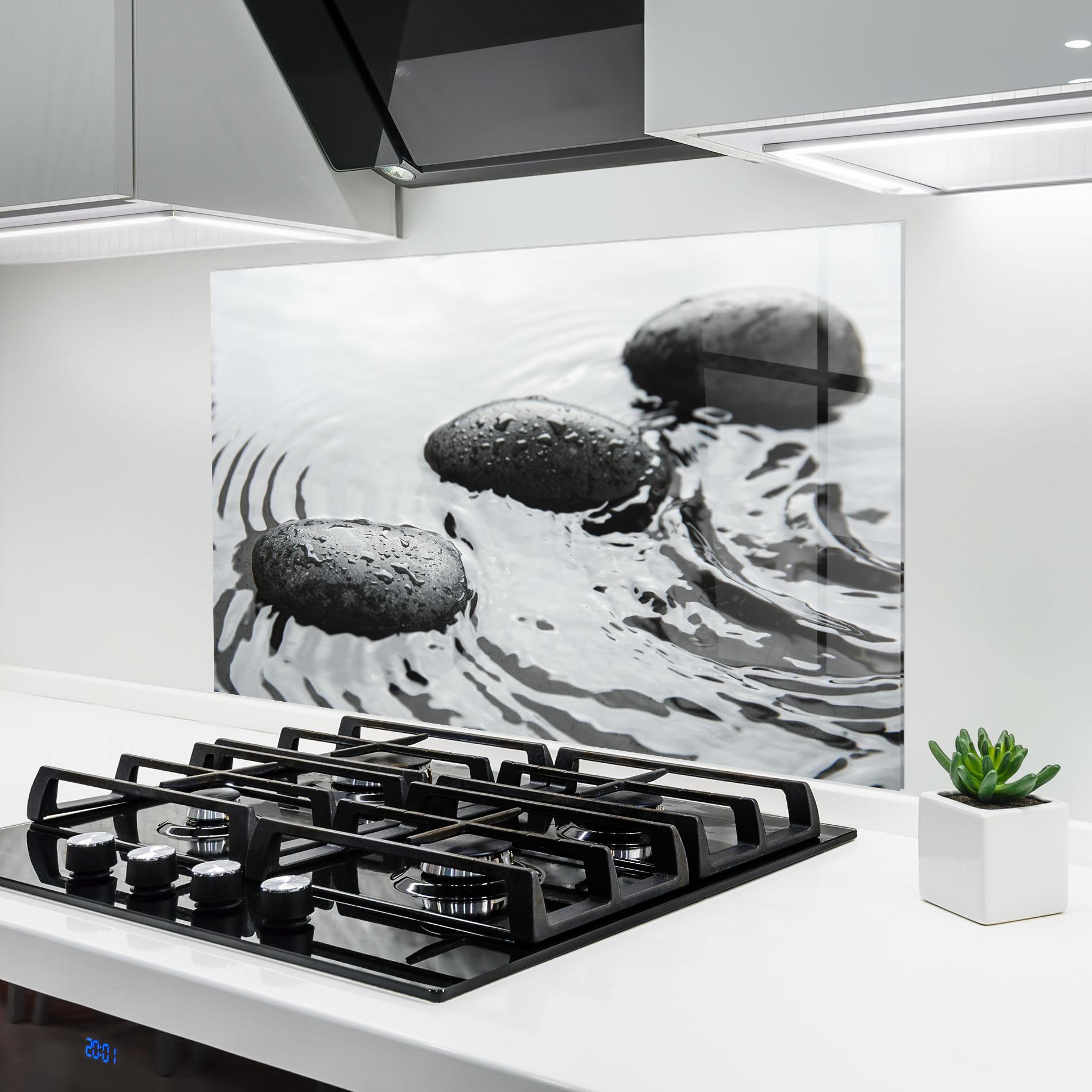 Küchenrückwand Glas Spa Stones Water mockup 6