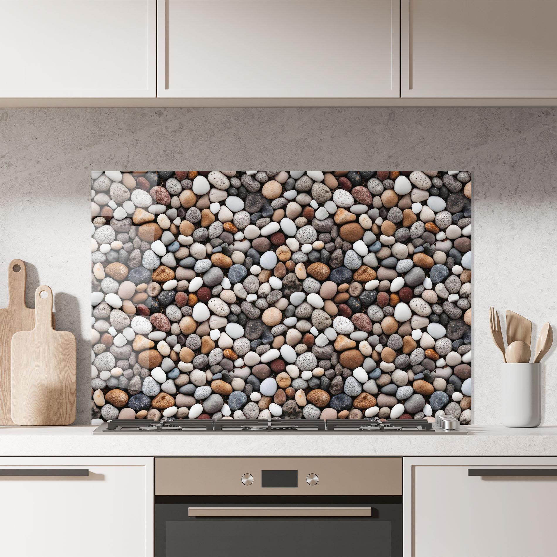 Küchenrückwand Glas Cream White Rocks mockup 7