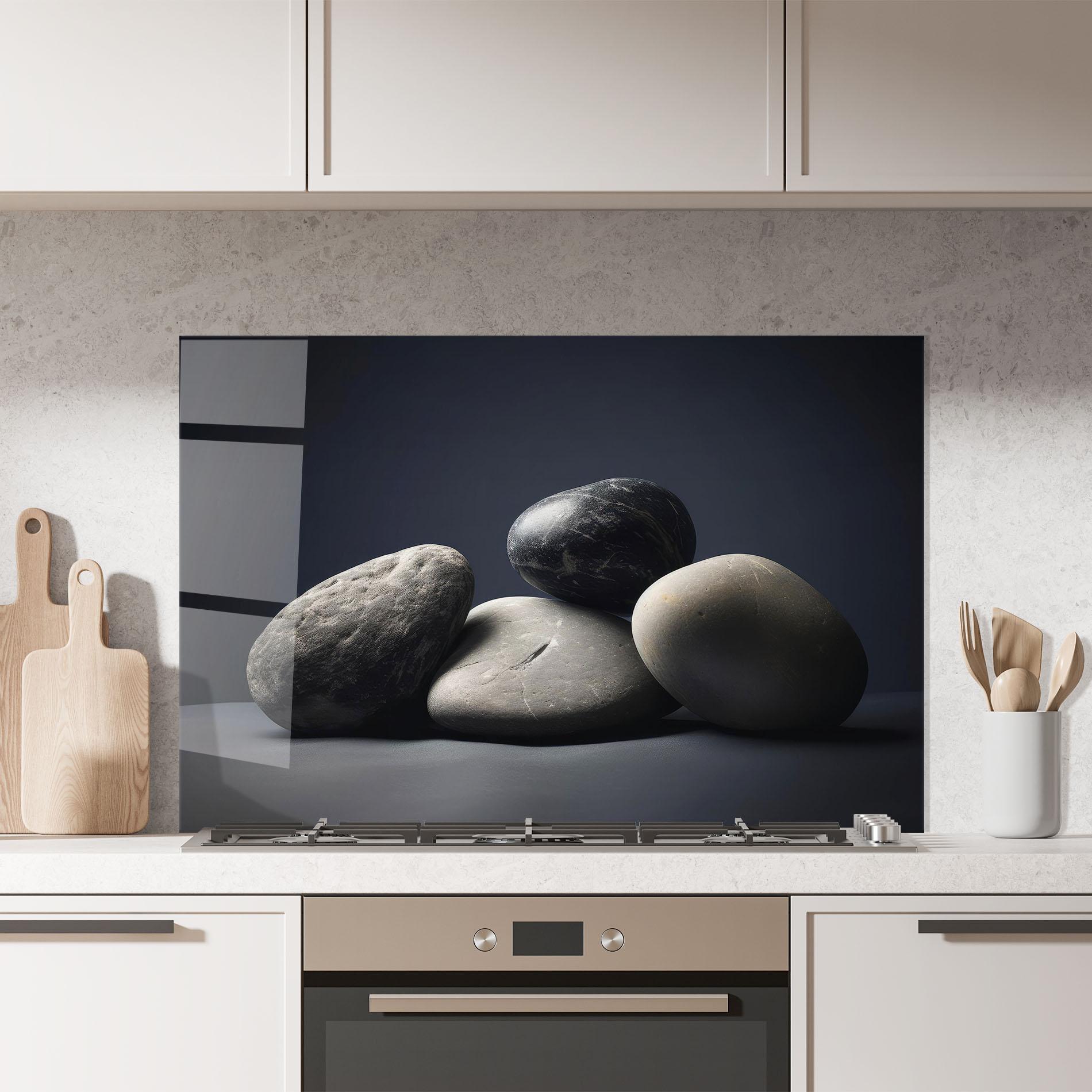 Küchenrückwand Glas Grey Stone mockup 7