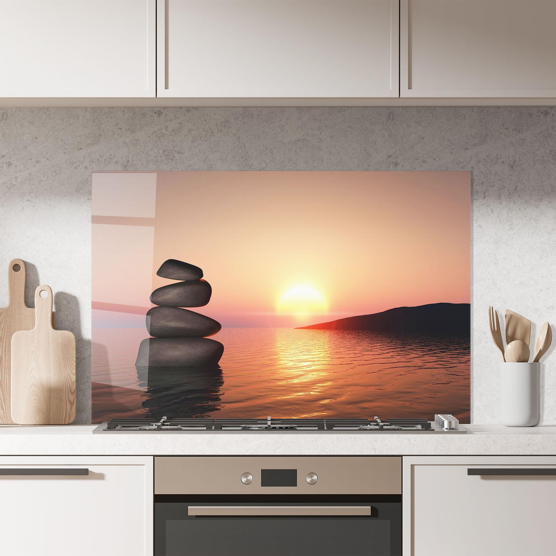 Küchenrückwand Glas Peace And Sunset mockup 7