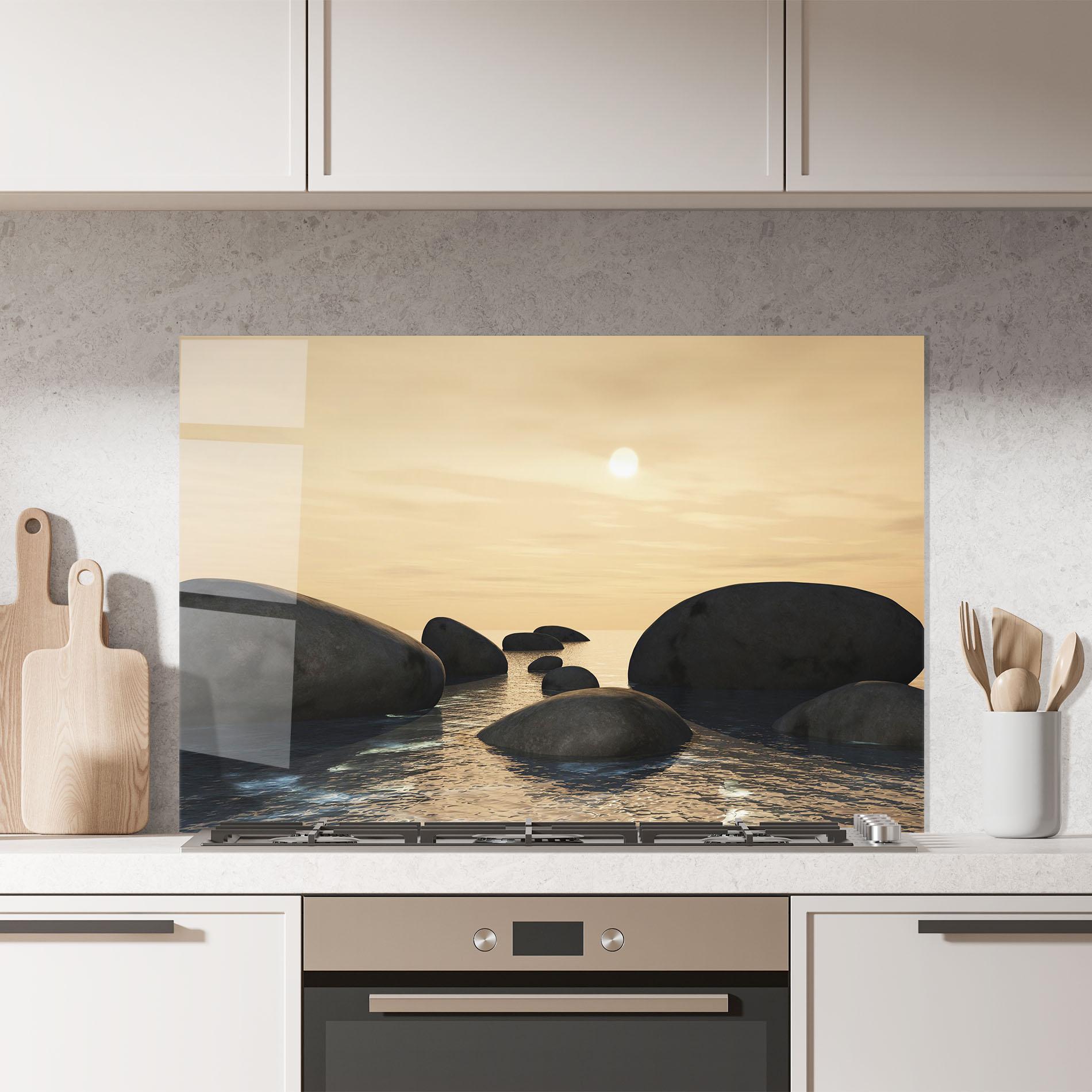 Küchenrückwand Glas Peace Rock mockup 7
